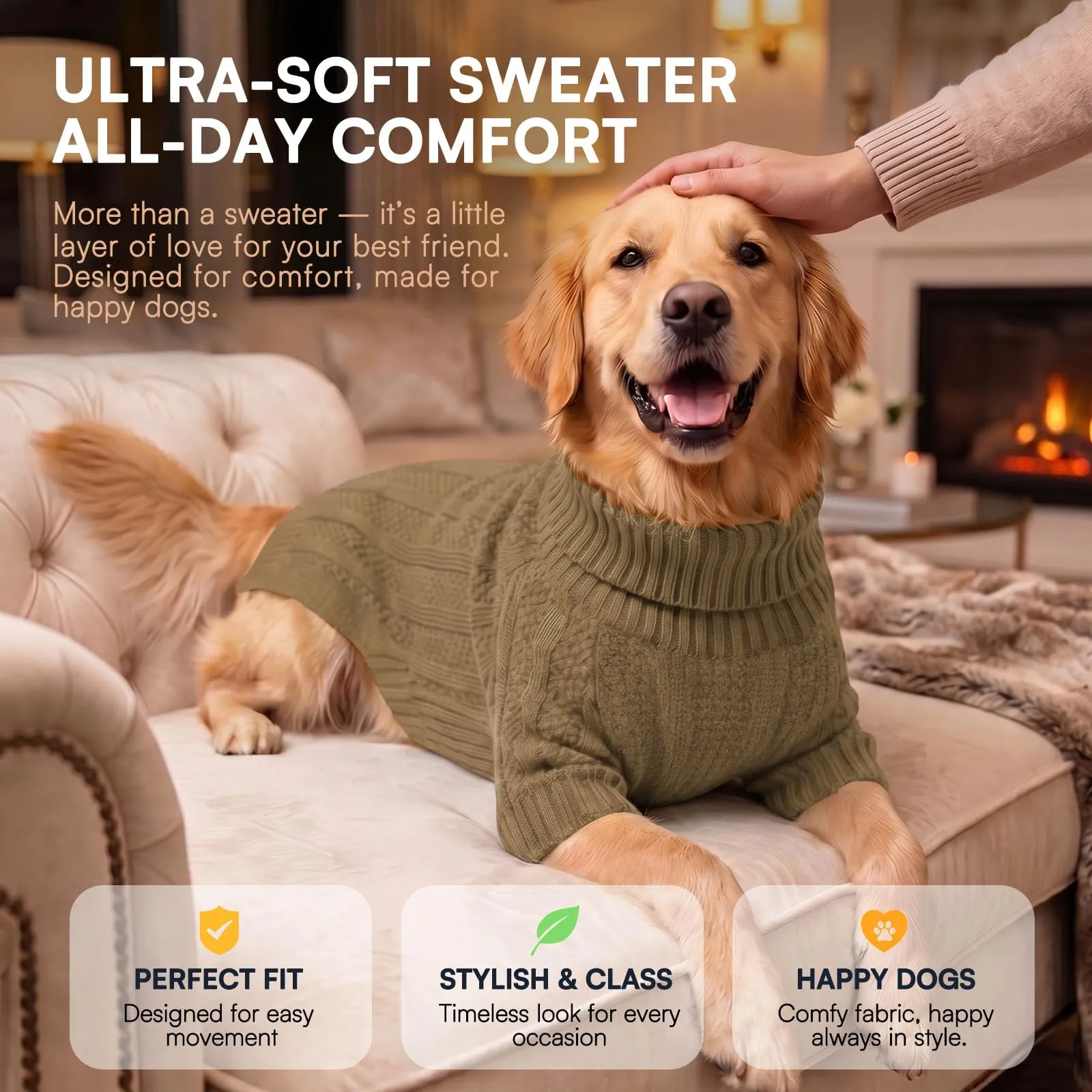 Queenmore Maglione per Cane, Taglia XXL, Cammello - immagine 6