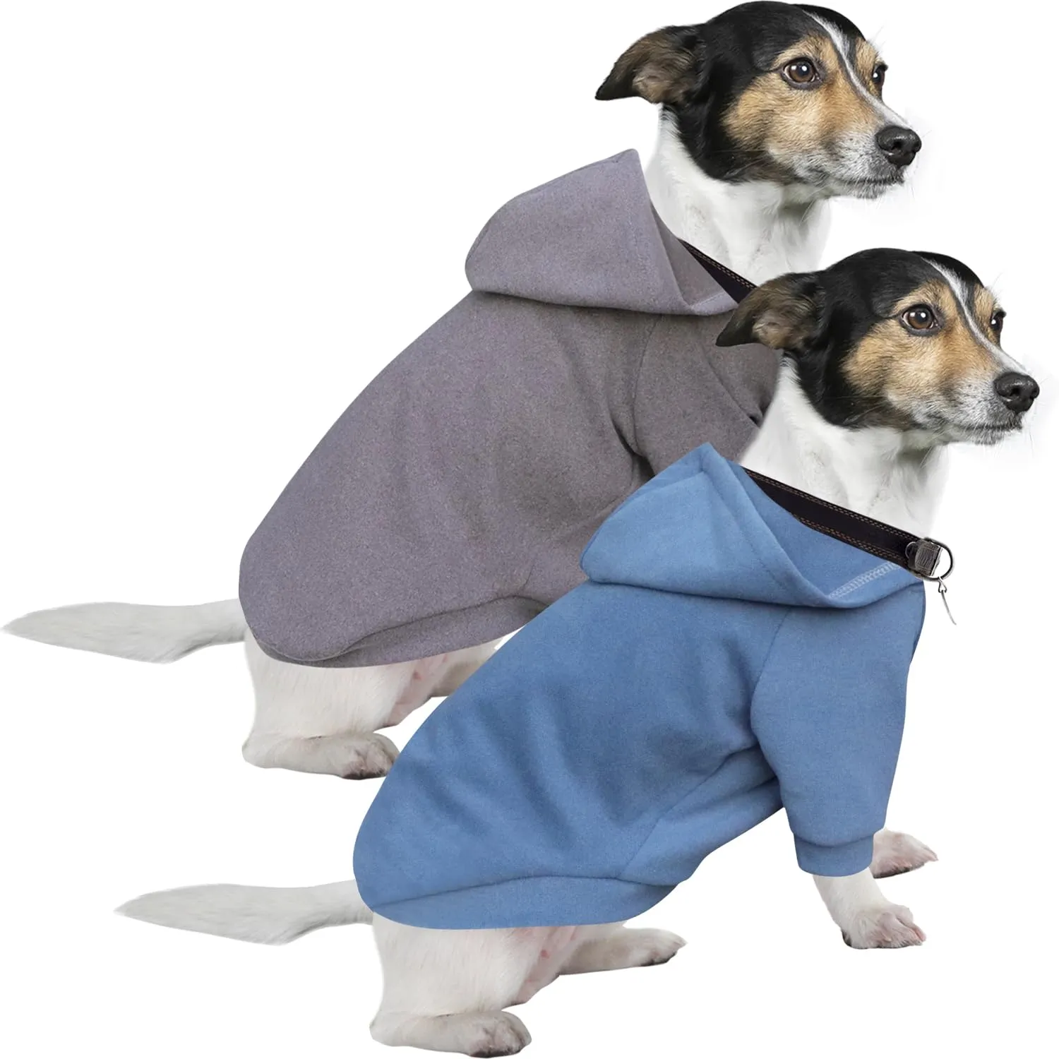 HuaLiSiJi Felpe con cappuccio per cani, 2 pezzi grigio e blu foschio, L - immagine 1