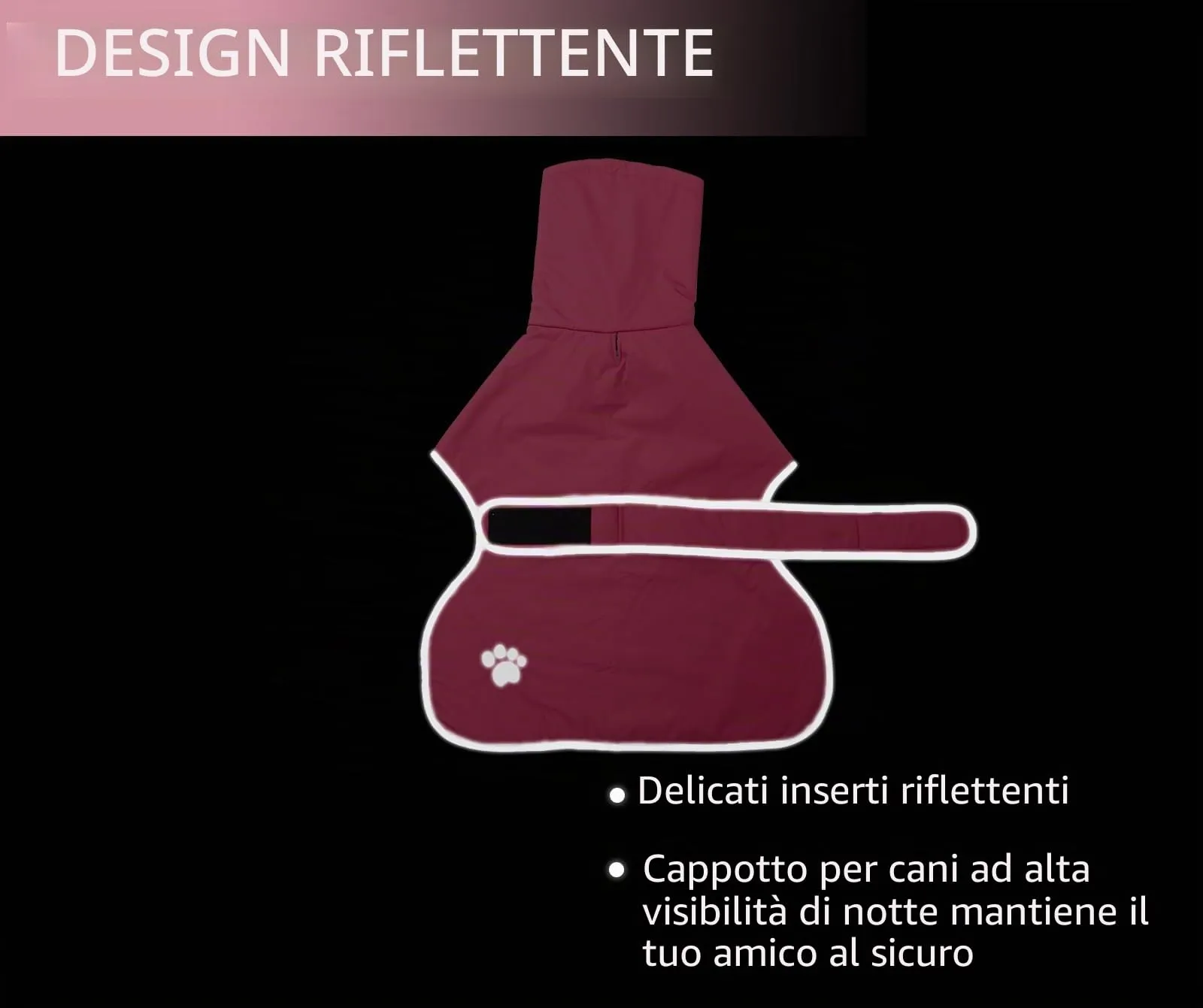 Geyecete Cappotto Impermeabile per Levrieri, Whippet e Lurcher con Fodera in Pile, Rosa, L - immagine 3