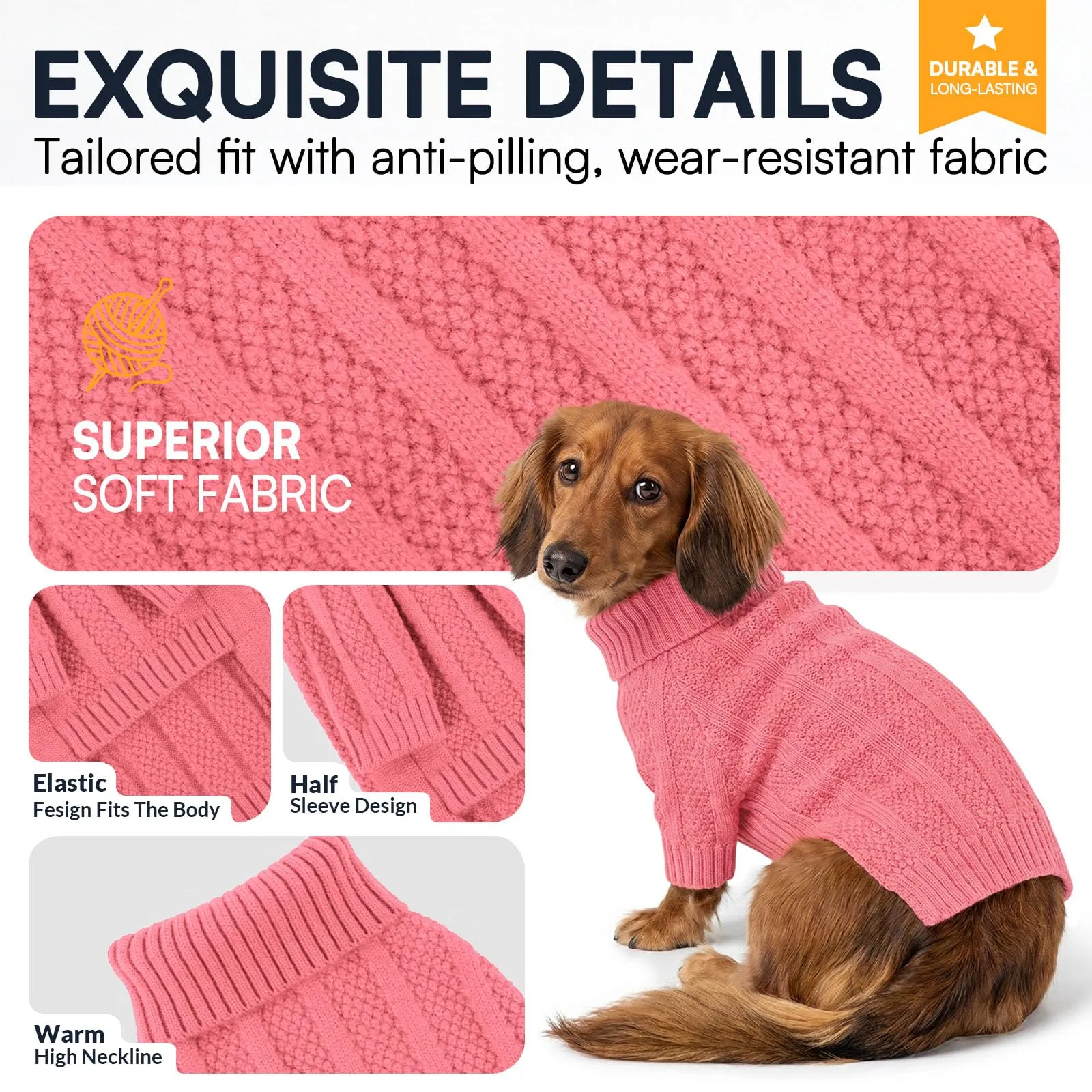 Queenmore Maglioncino per Cane con Collo Alto, Rosa, S - immagine 2