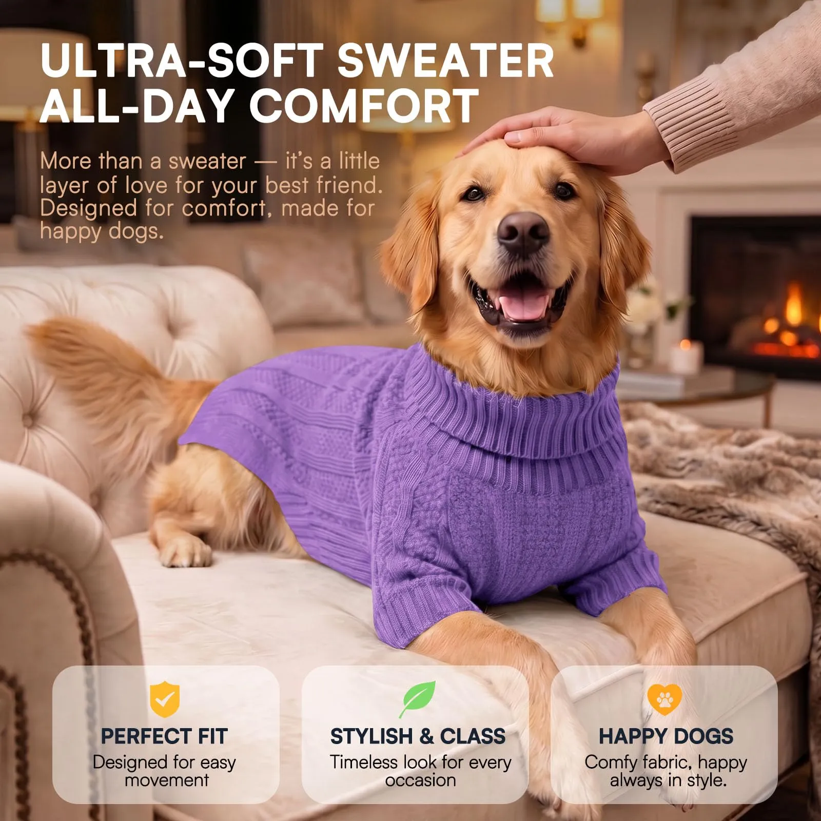 Queenmore Maglione per Cani, Violetto, XXL - immagine 6