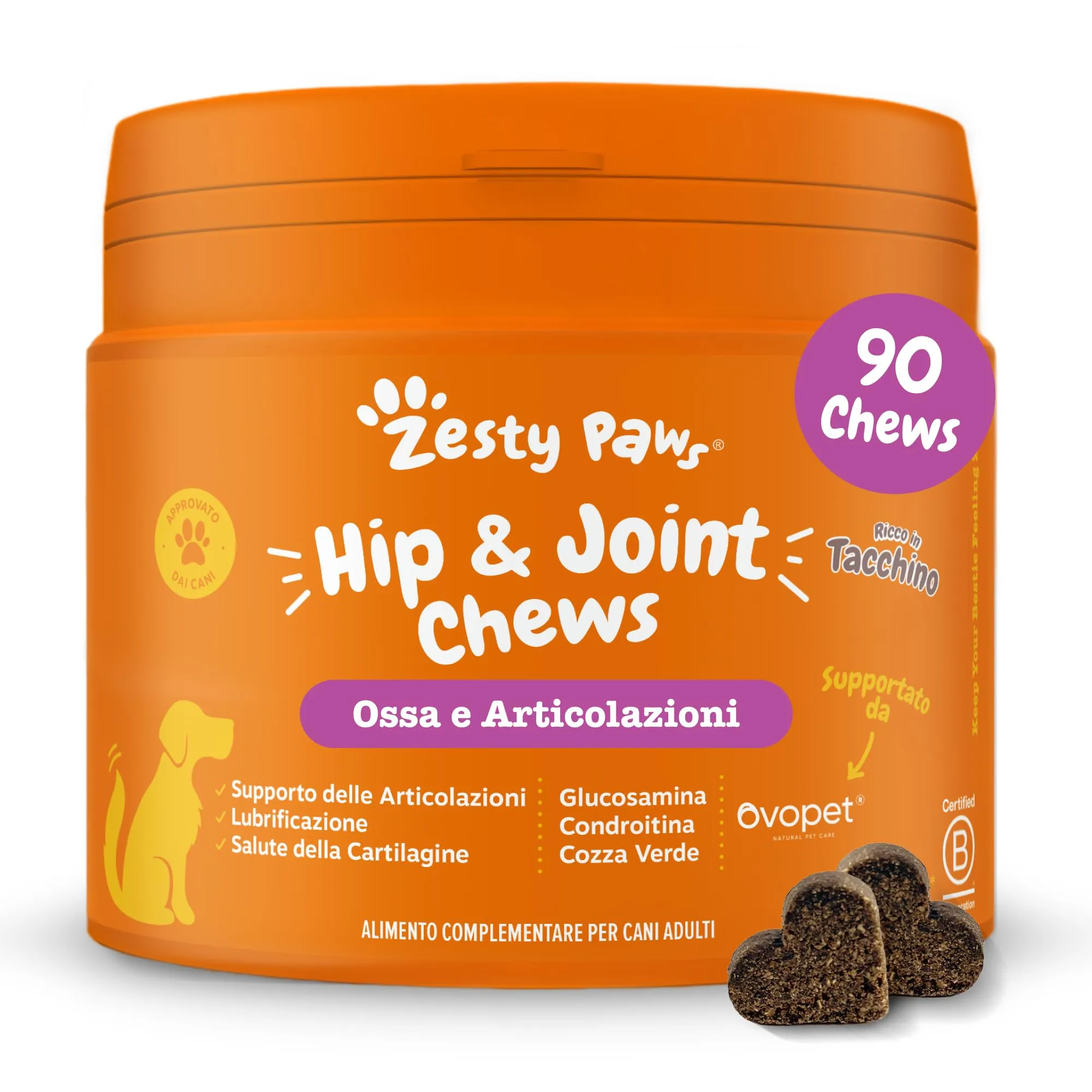 Zesty Paws Hip & Joint per Cani, Gusto Tacchino, 90 Bocconcini - immagine 1