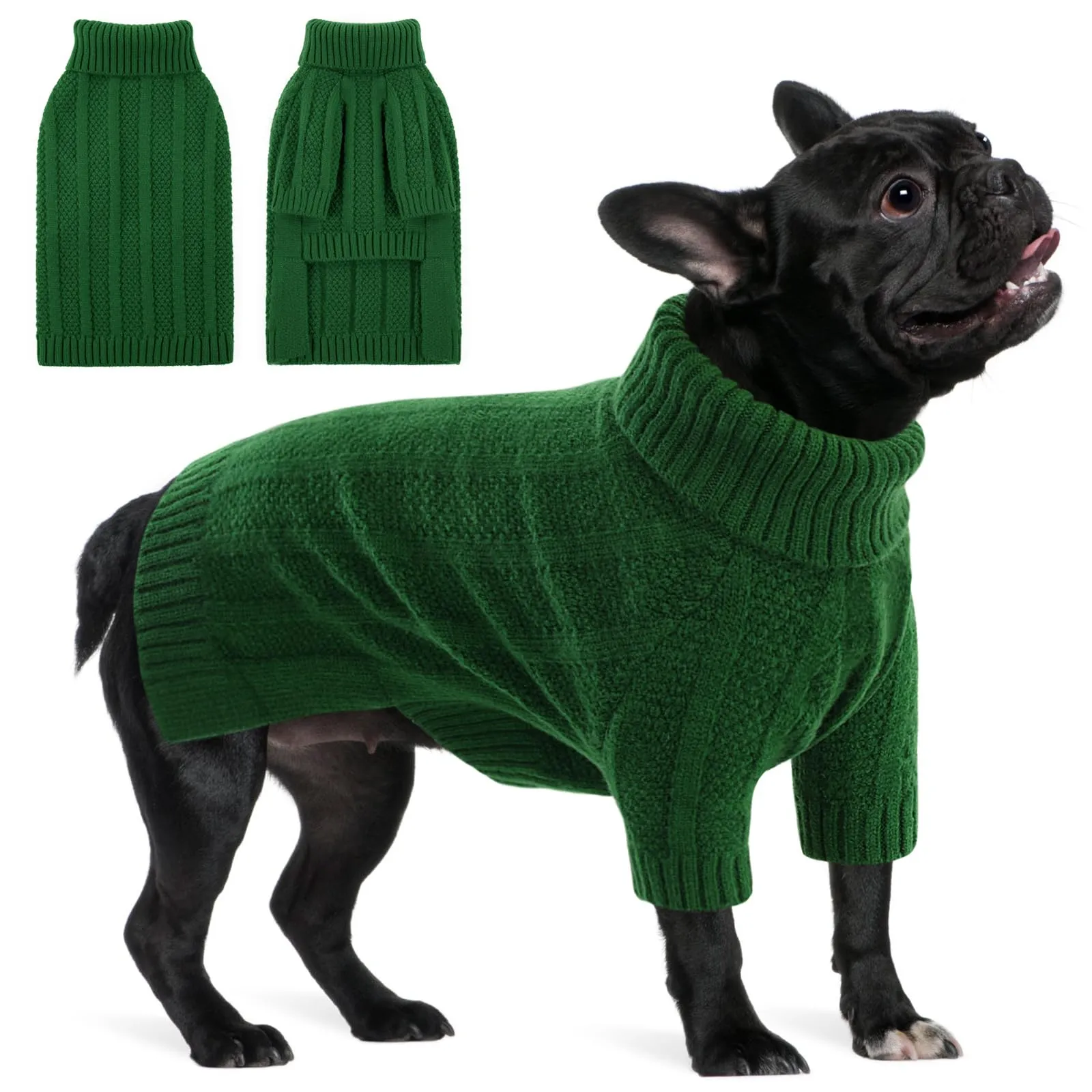 Queenmore Maglione Cane Collo Alto Verde, Taglia M - immagine 1
