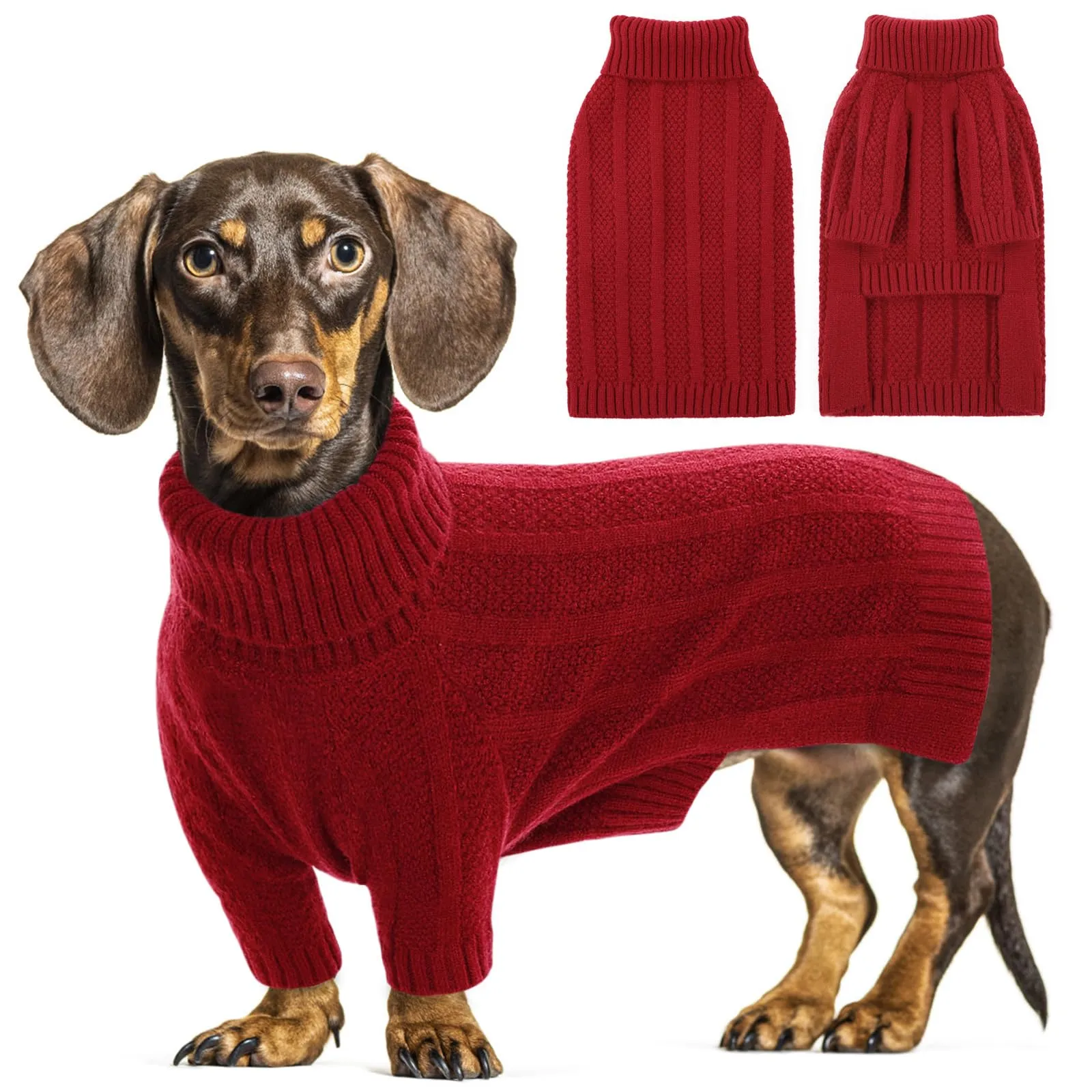 Queenmore Maglioncino per Cani con Collo Alto, Rosso, S - immagine 1
