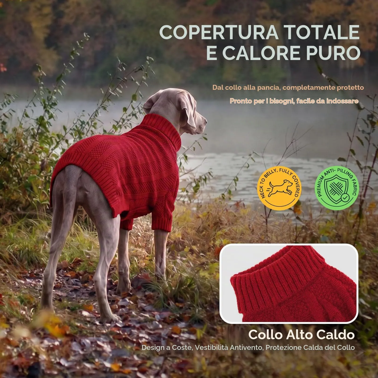 Queenmore Maglioncino per Cani con Collo Alto, Rosso, S - immagine 4