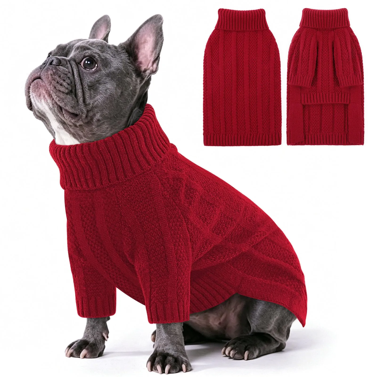 Queenmore Maglioncino Collo Alto per Whippet e Greyhound, Rosso, L - immagine 1