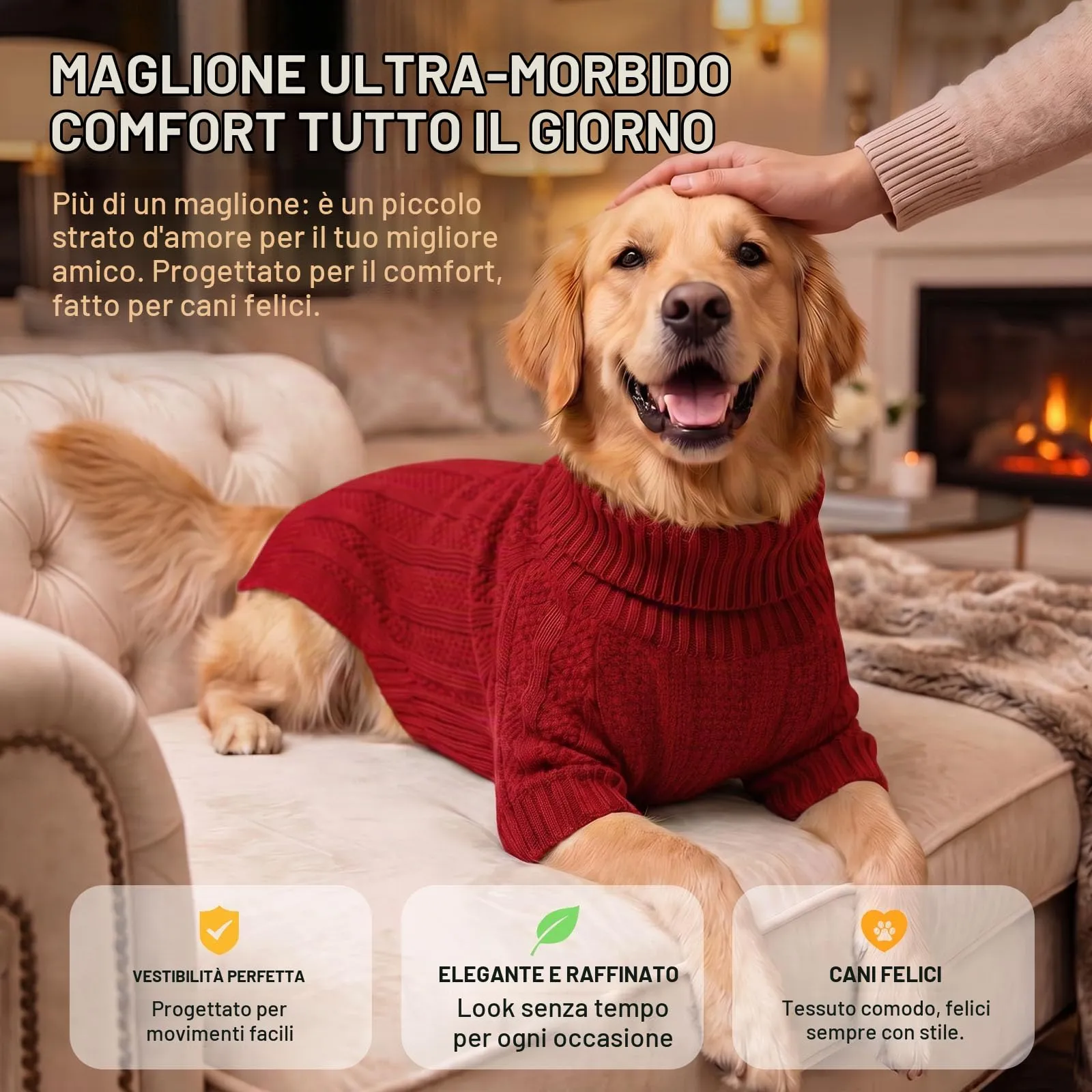 Queenmore Maglioncino Collo Alto per Whippet e Greyhound, Rosso, L - immagine 6