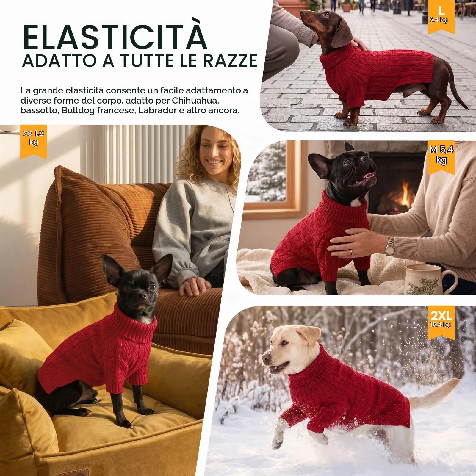 Queenmore Maglioncino Collo Alto per Whippet e Greyhound, Rosso, L - immagine 7