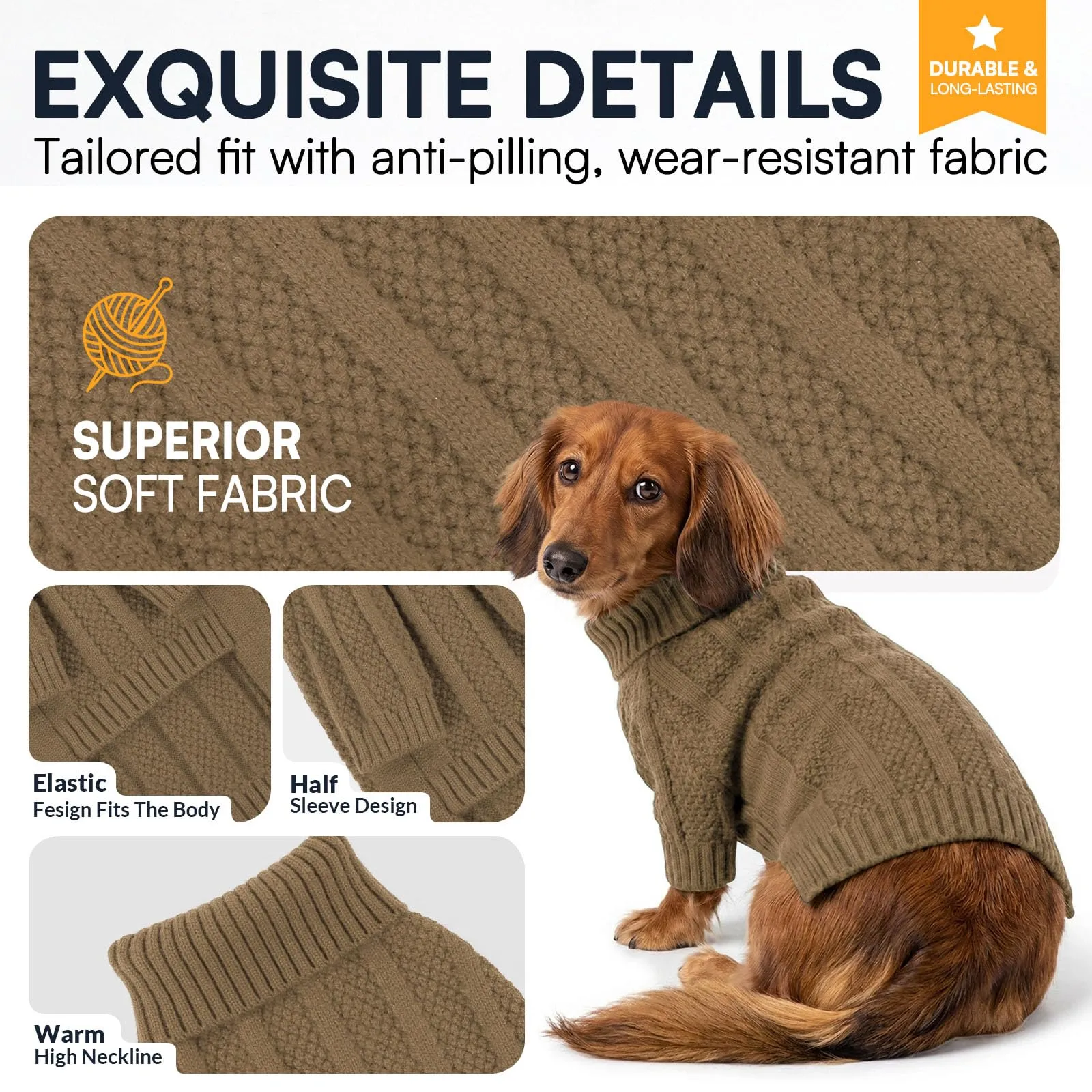 Queenmore Maglione Cane Autunno-Inverno (Cammello, XL) - immagine 2
