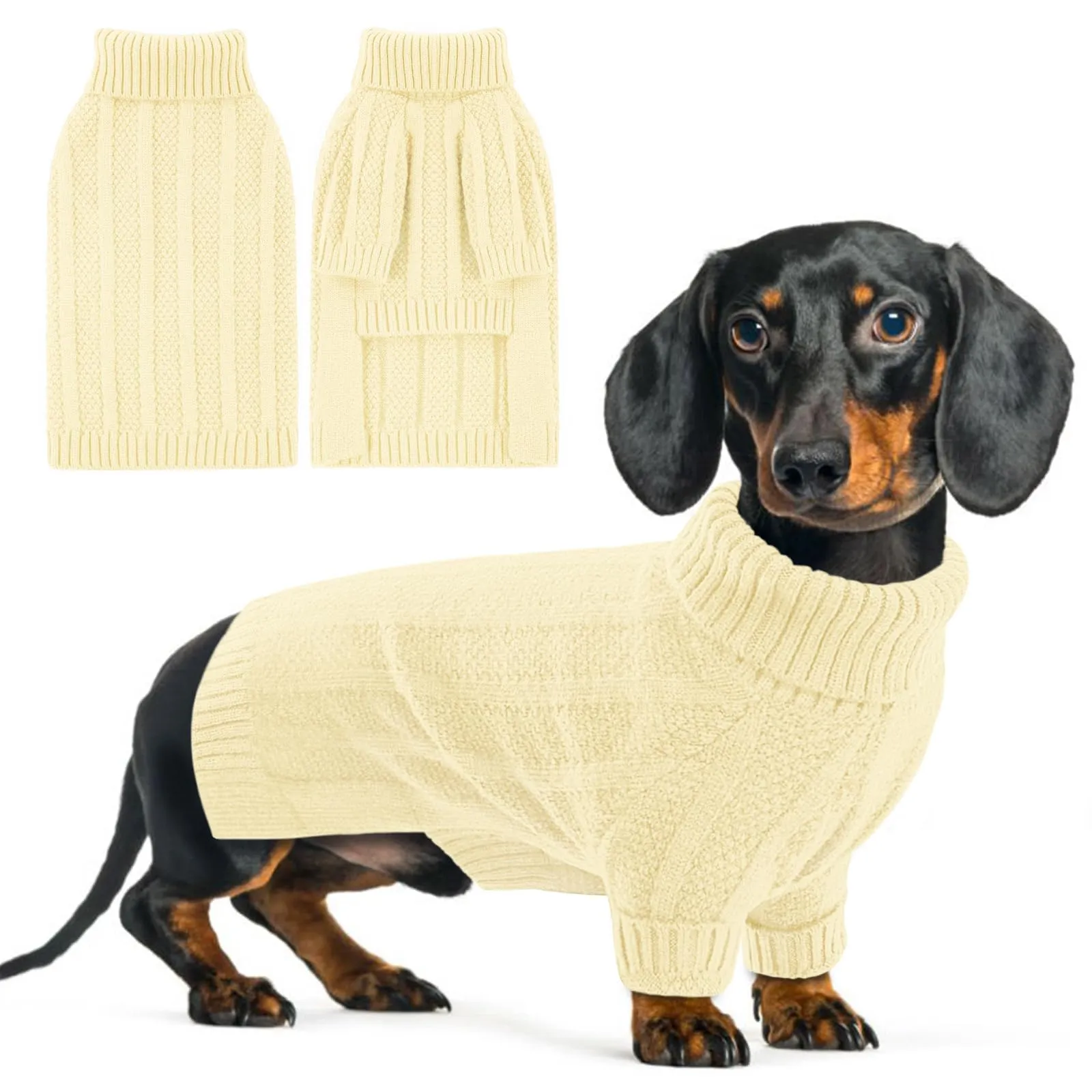 Queenmore Maglione per Cane e Gatto, Morbido, Avorio, XS - immagine 1