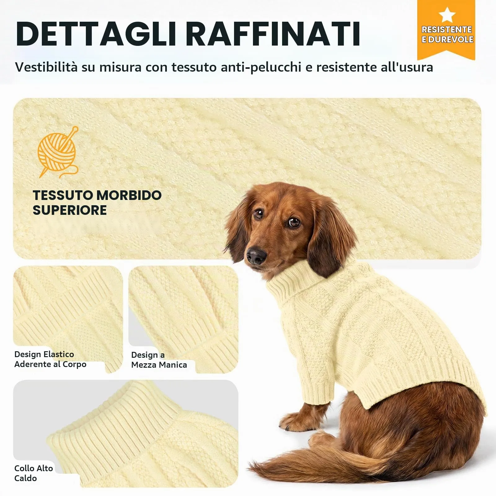 Queenmore Maglione per Cane e Gatto, Morbido, Avorio, XS - immagine 2