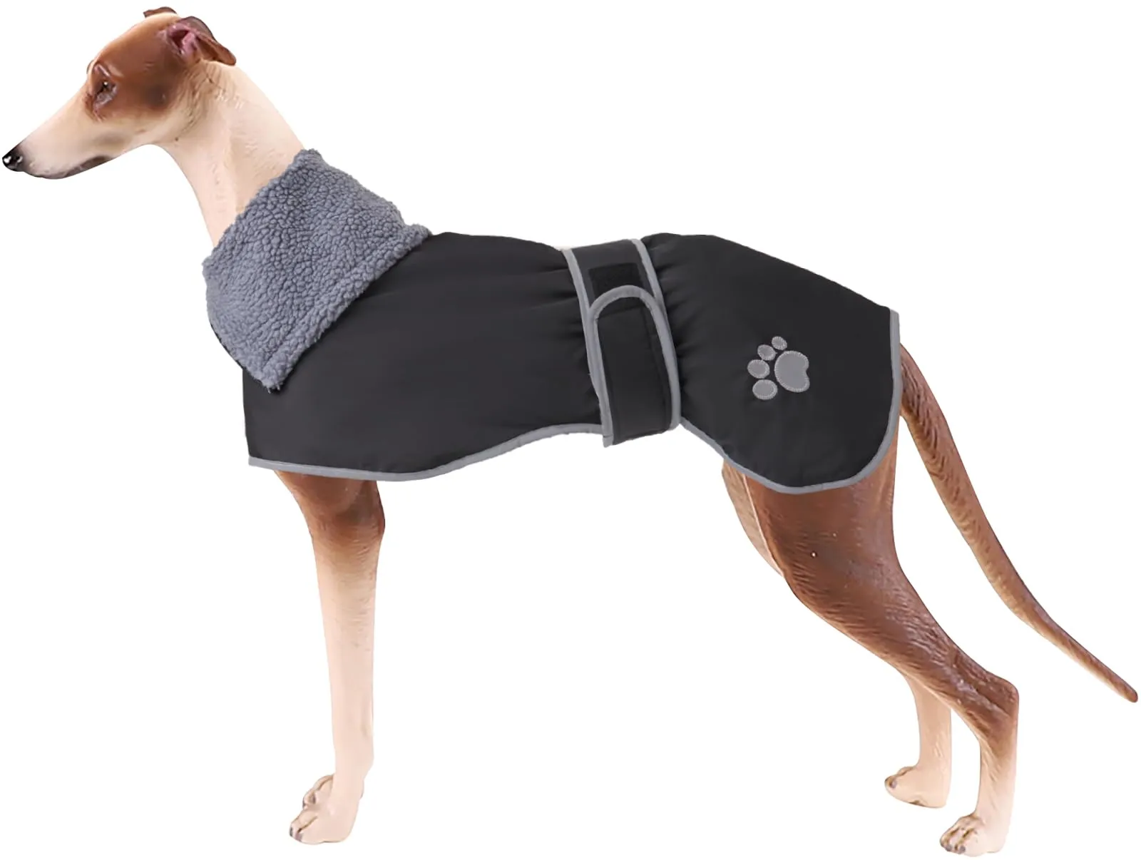 Geyecete Cappotto Impermeabile in Pile per Levrieri, Whippet e Lurcher - Nero - XXL - immagine 1