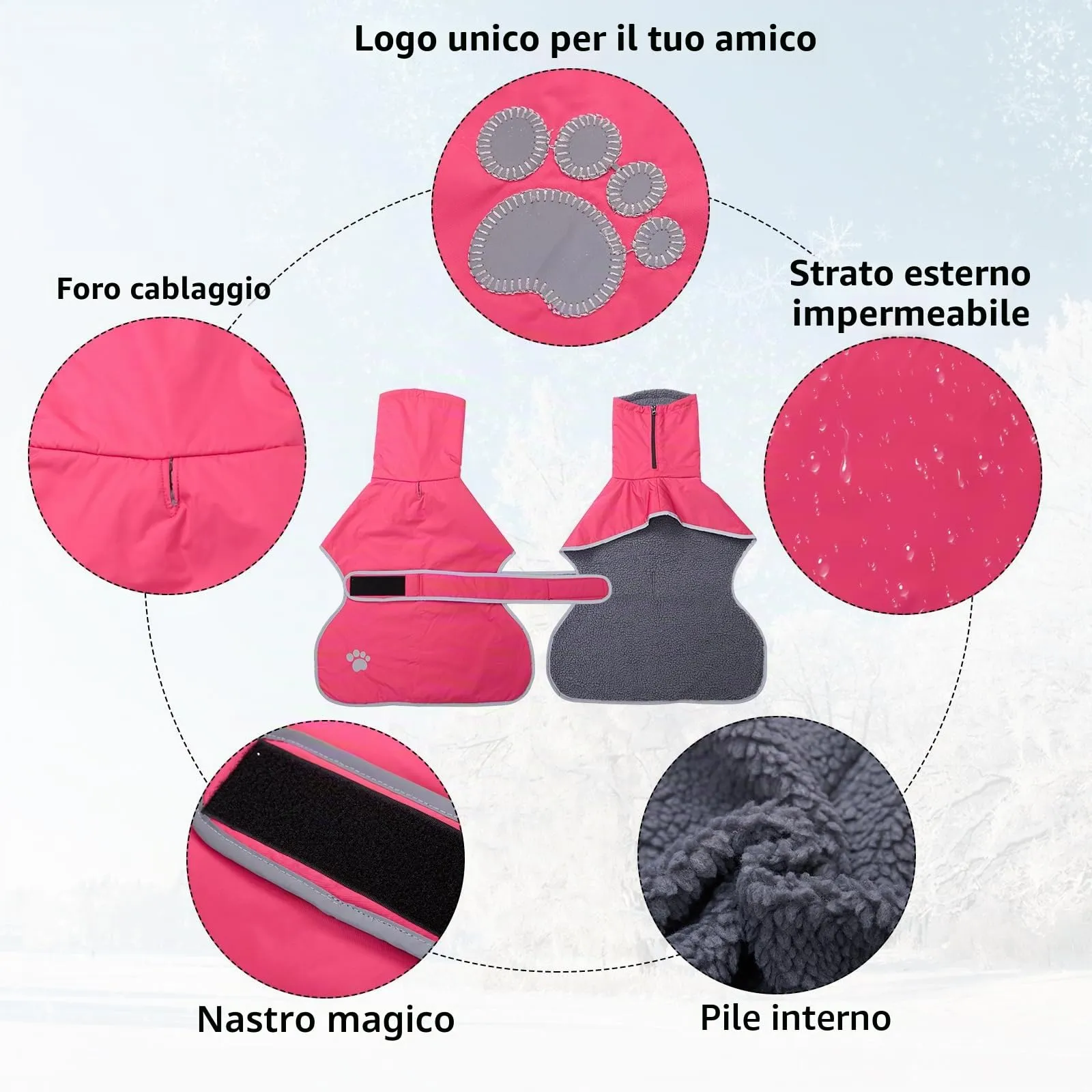 Geyecete Cappotto Impermeabile in Pile per Levrieri, Whippet e Lurcher - Rosa - XS - immagine 2
