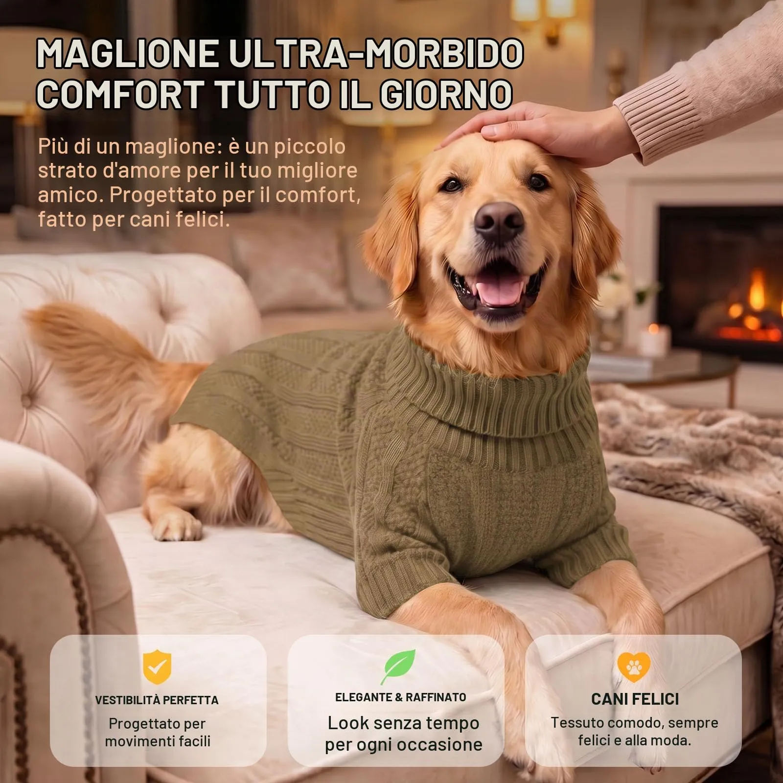 Queenmore Maglione per Cane, Cammello, XS - immagine 6