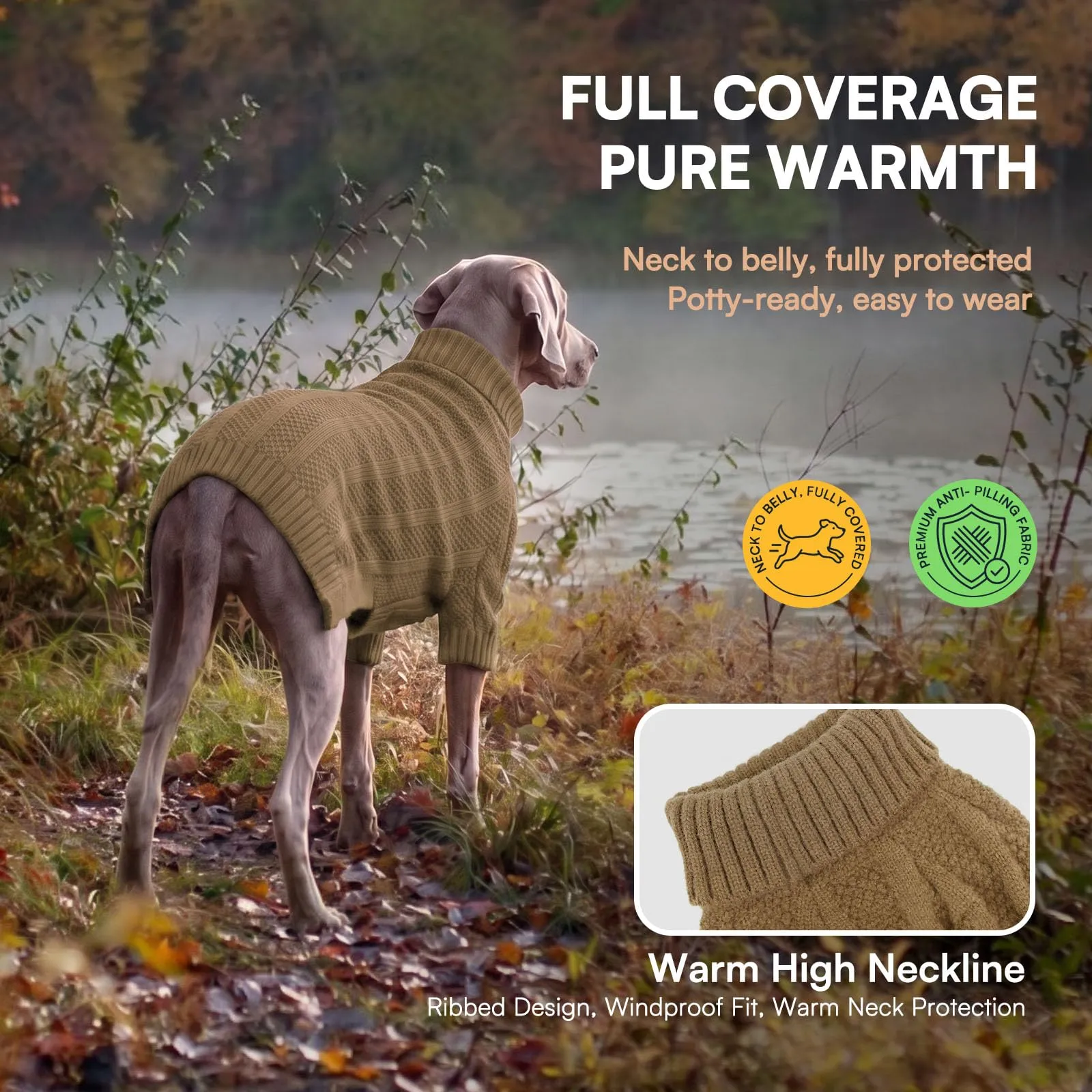 Queenmore Maglioncino Invernale per Cani, Cammello, L - immagine 4