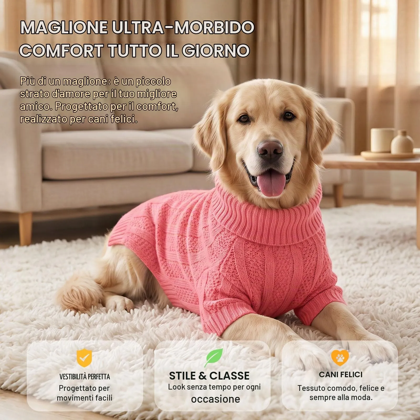 Queenmore Maglione per Cani e Gatti, Rosa, XS - immagine 6
