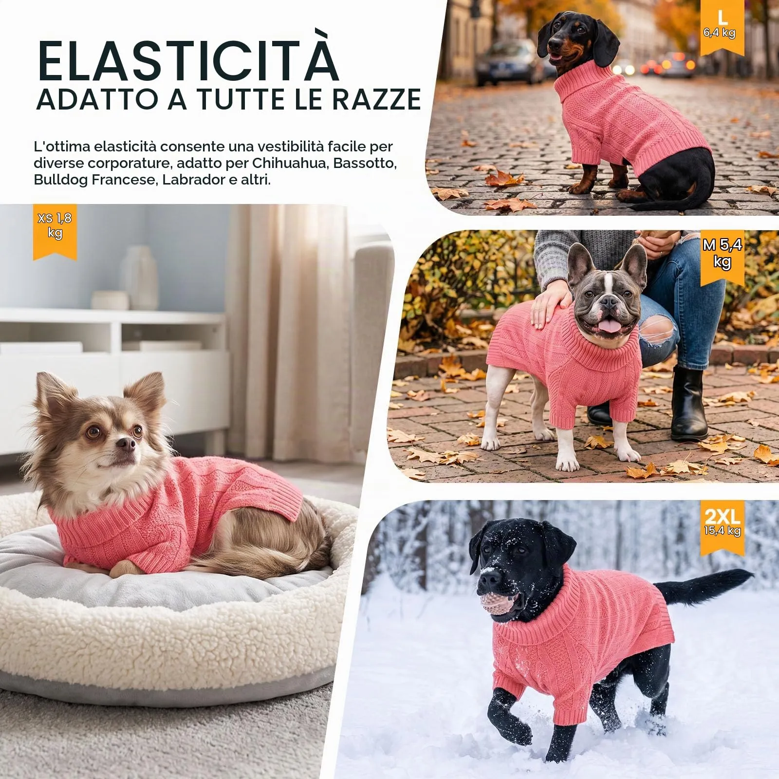 Queenmore Maglione per Cani e Gatti, Rosa, XS - immagine 7