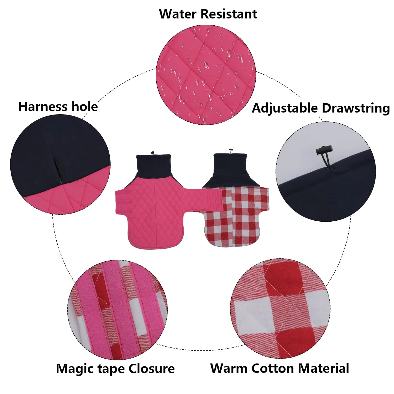 Geyecete Cappotto Invernale Impermeabile e Antivento per Bassotto, Rosa, XS - immagine 3
