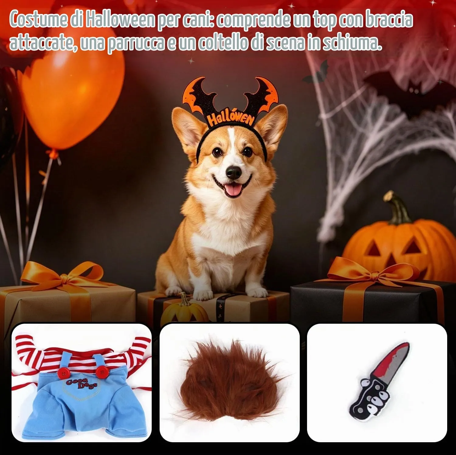 TELAOBAN Costume di Halloween per Cani, Cosplay per Animali Domestici - immagine 5