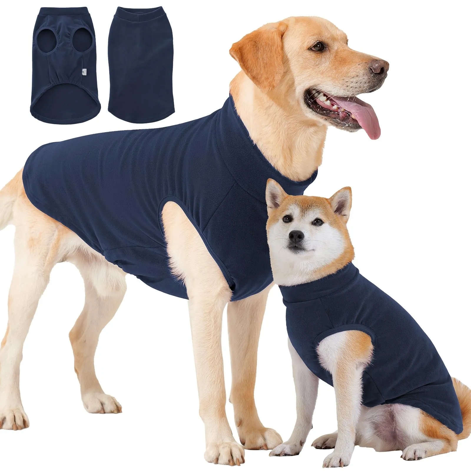 HEYWEAN Maglione in pile per cani, Cappotto invernale elasticizzato, Blu Marina, S - immagine 1