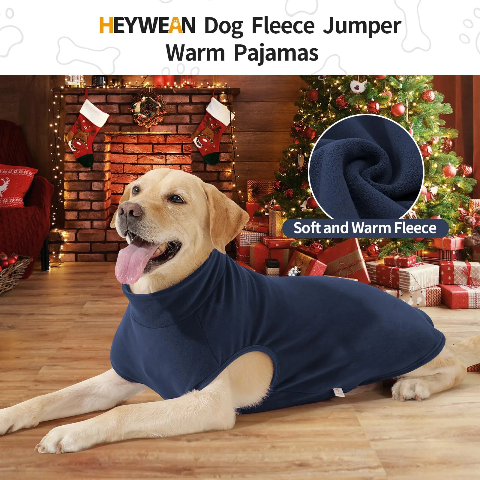 HEYWEAN Maglione in pile per cani, Cappotto invernale elasticizzato, Blu Marina, S - immagine 4