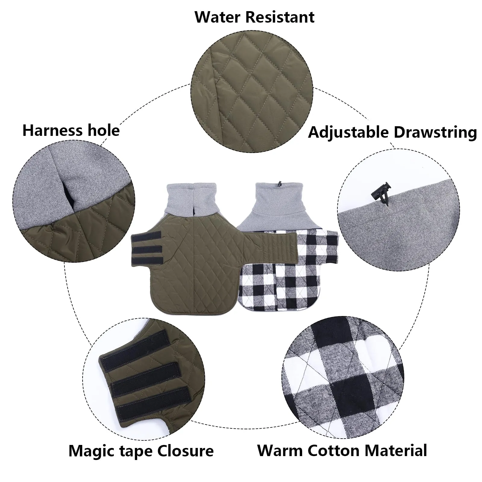 Geyecete Cappotto Invernale Impermeabile e Antivento per Bassotto, Verde, XS - immagine 2