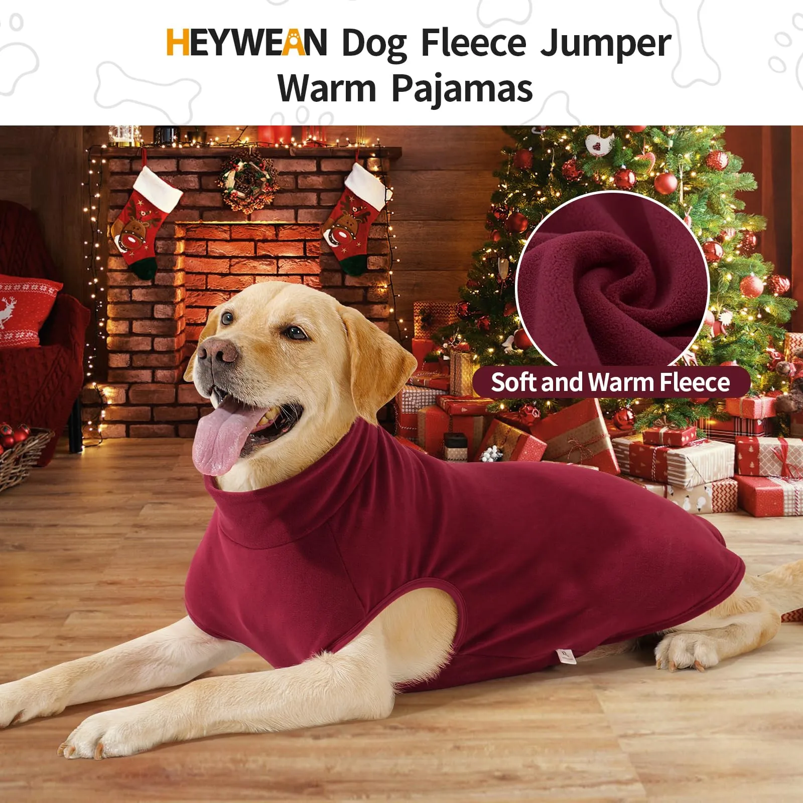 HEYWEAN Maglione in Pile per Cani, Cappotto Invernale Elasticizzato, Taglia XXXL, Rosso - immagine 4