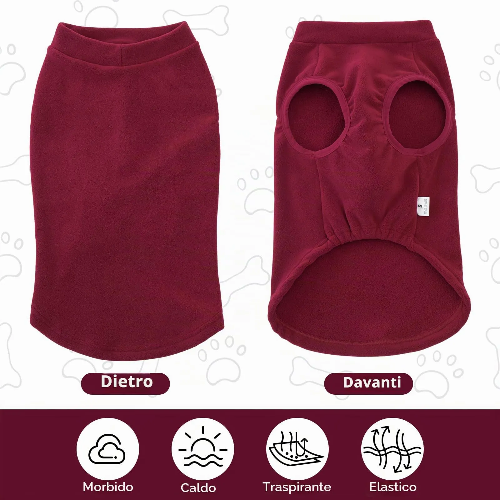 HEYWEAN Maglione in pile per cani, Cappotto invernale elasticizzato, Taglia S, Rosso - immagine 6