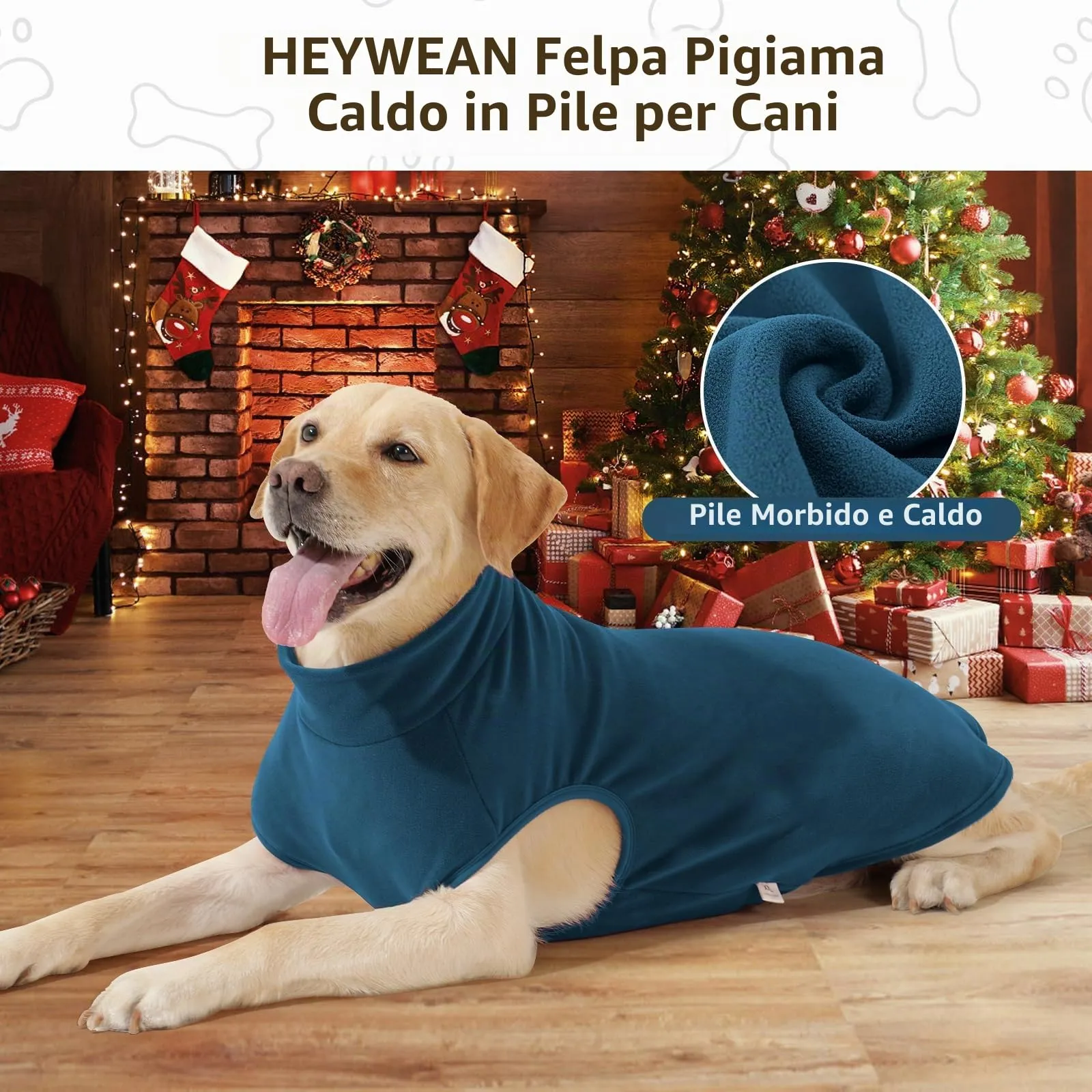 HEYWEAN Maglione in pile per cani, Cappotto invernale elasticizzato, Taglia M, Turchese - immagine 4