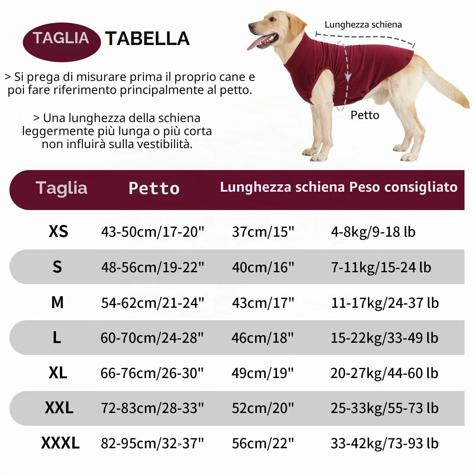 HEYWEAN Maglione in pile per cani, Cappotto invernale elasticizzato, Taglia XXL, Rosso - immagine 2
