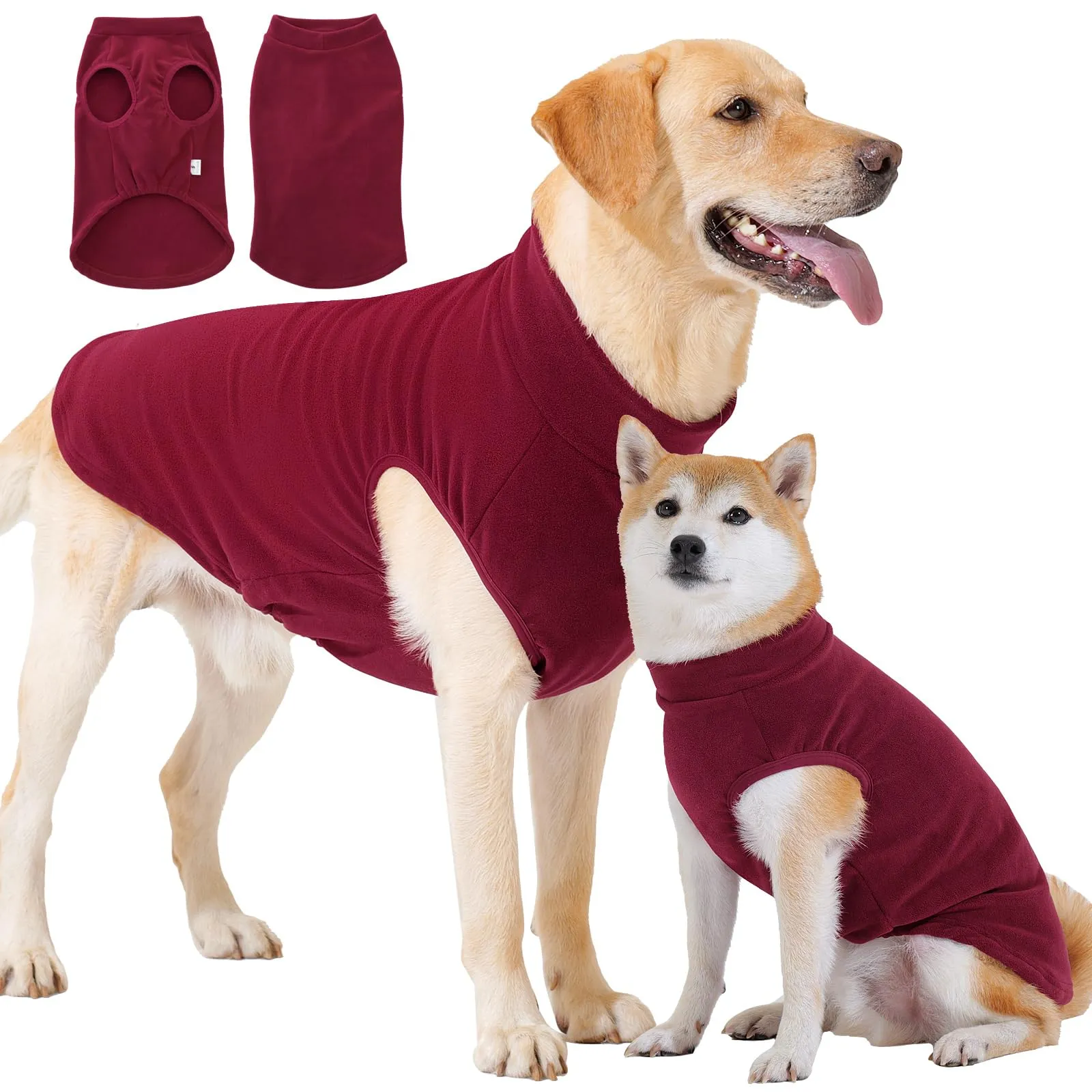 HEYWEAN Maglione in pile per cani, Cappotto invernale elasticizzato, Taglia M, Rosso - immagine 1