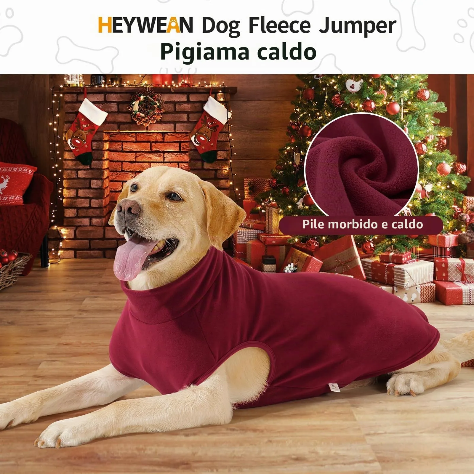 HEYWEAN Maglione in pile per cani, Cappotto invernale elasticizzato, Taglia M, Rosso - immagine 4