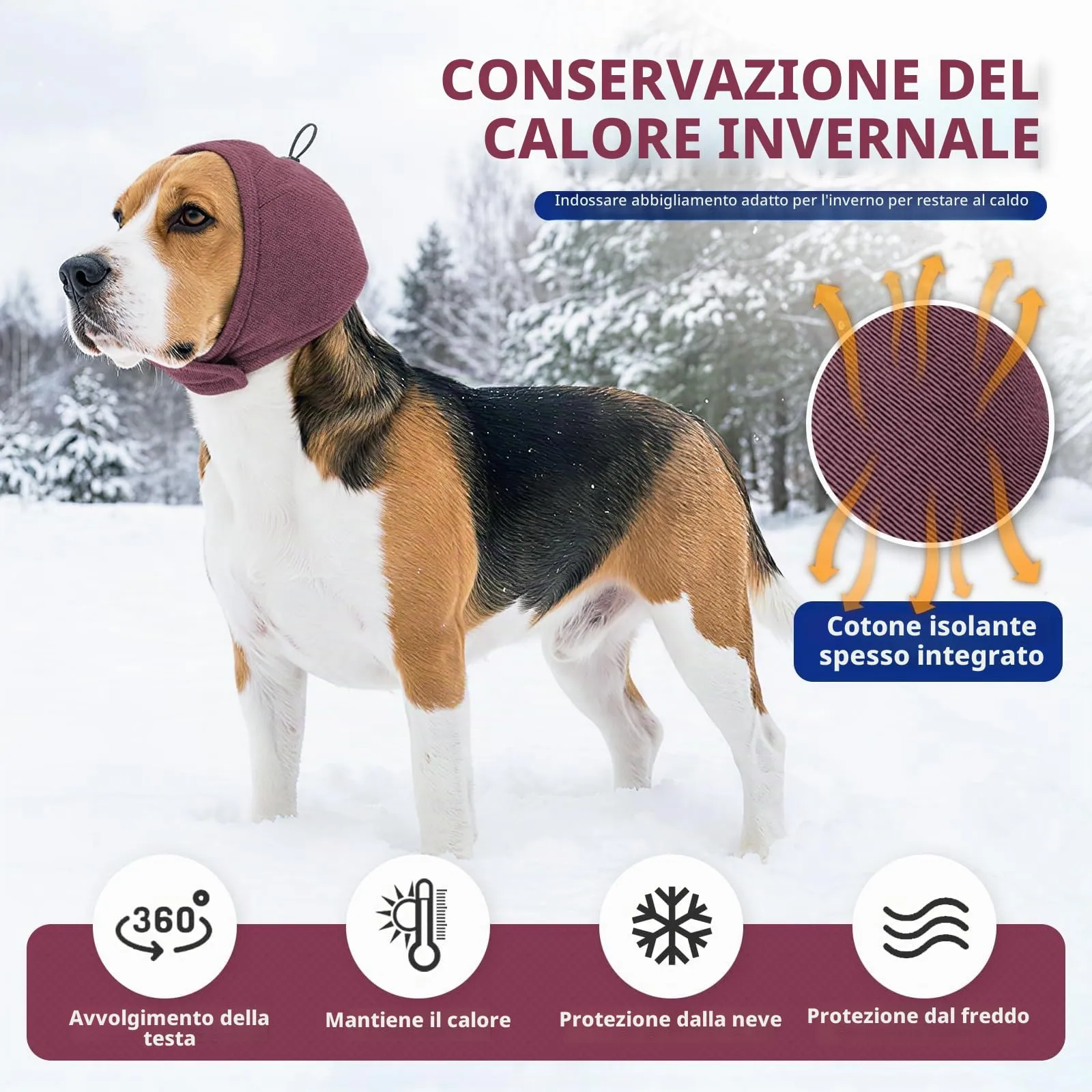 Duuclume Paraorecchie Calmanti per Cani, Copertura Regolabile per Ansia e Rumori (Red, S) - immagine 6