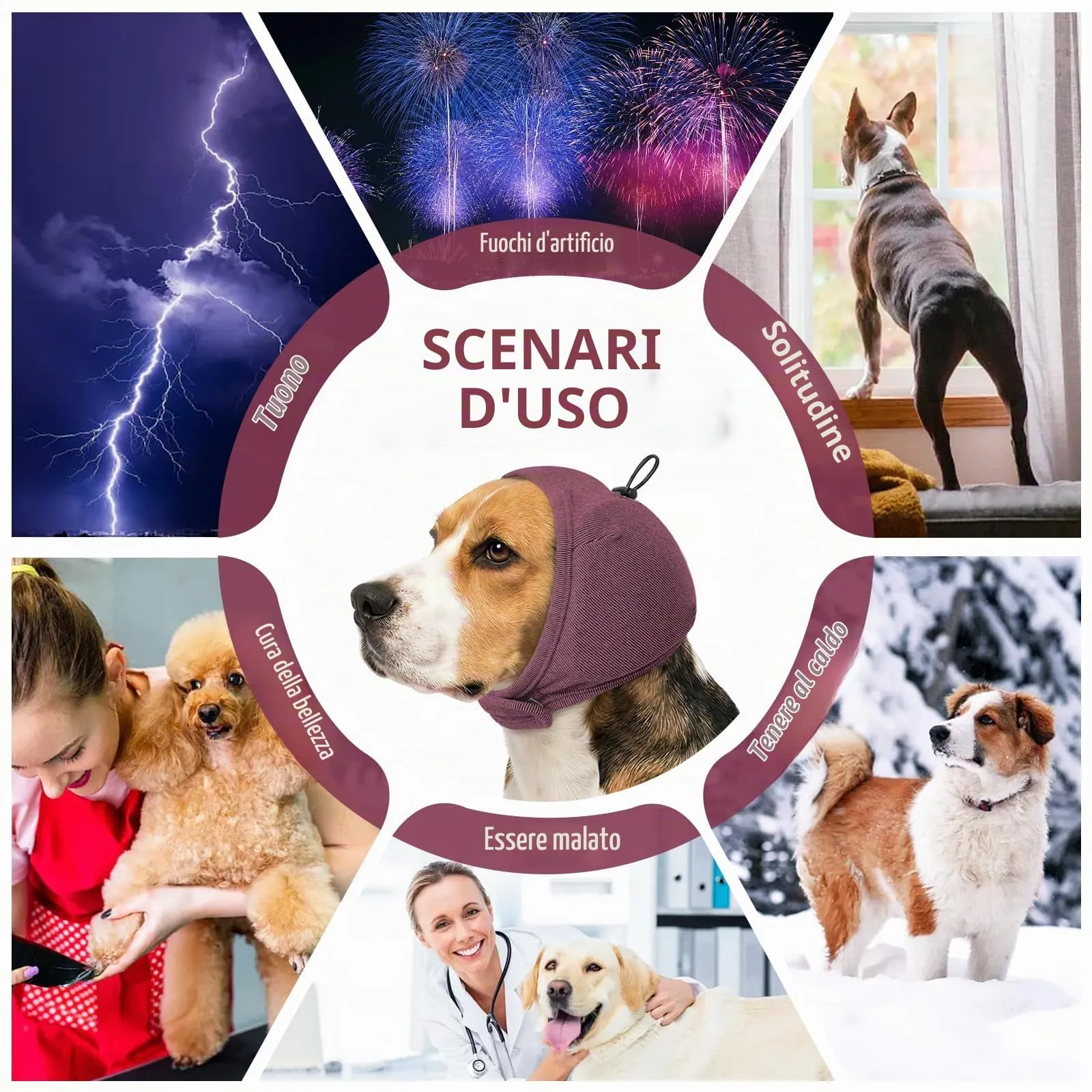 Duuclume Paraorecchie Calmanti per Cani, Copertura Regolabile per Ansia e Rumori (Red, S) - immagine 7