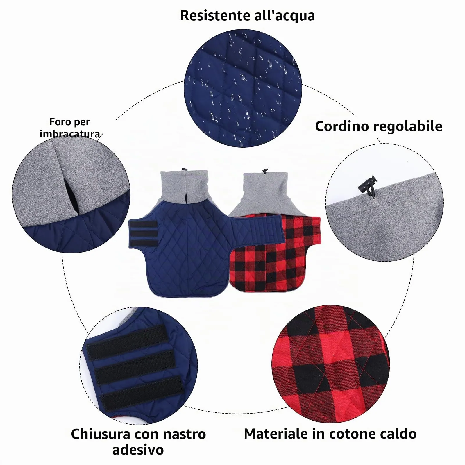 Geyecete Cappotto Impermeabile e Antivento per Bassotto, Giacca Invernale per Cani di Piccola Taglia, Blu scuro, L - immagine 2