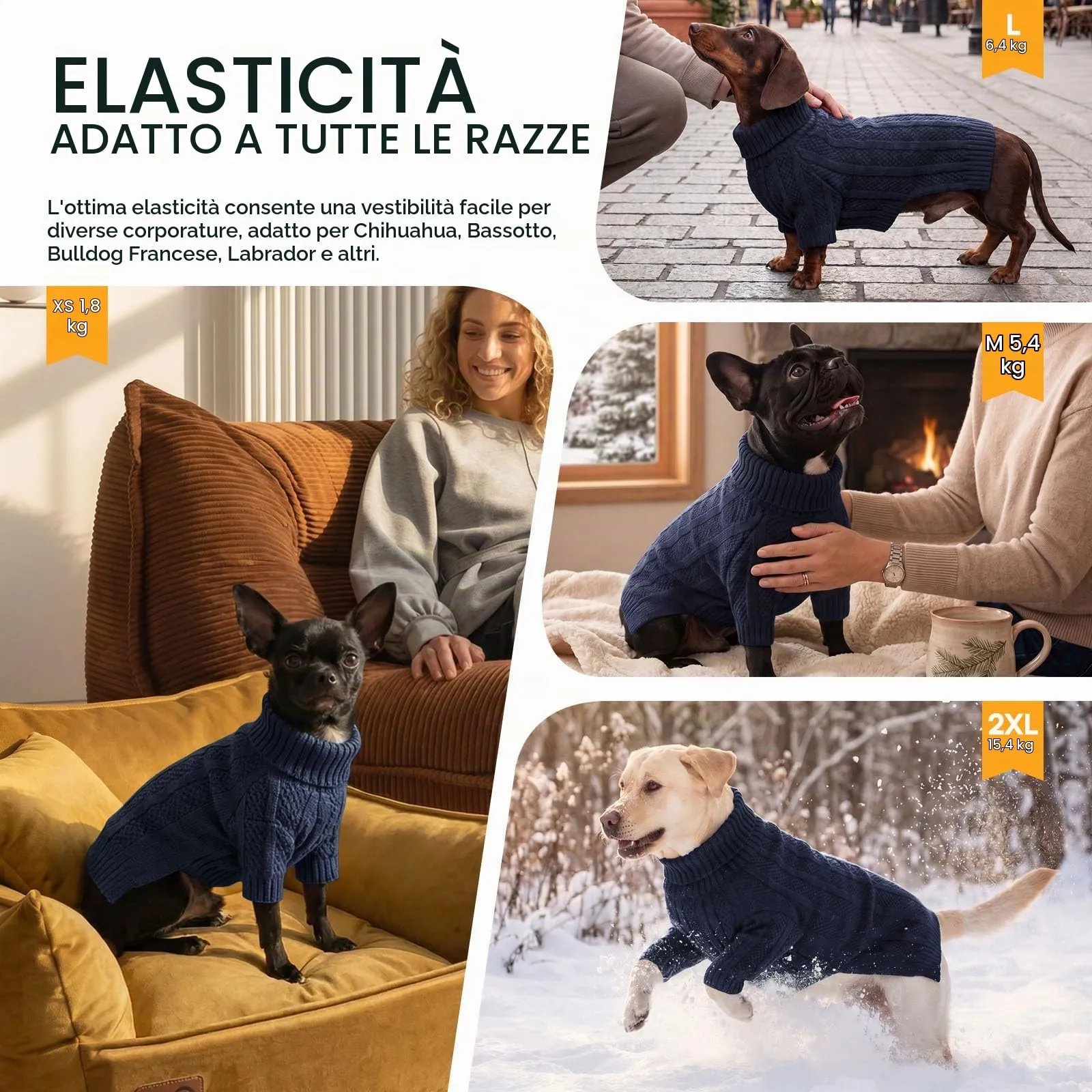 Queenmore Maglione per Cani in Acrilico, Blu Marino, Taglia M - immagine 7