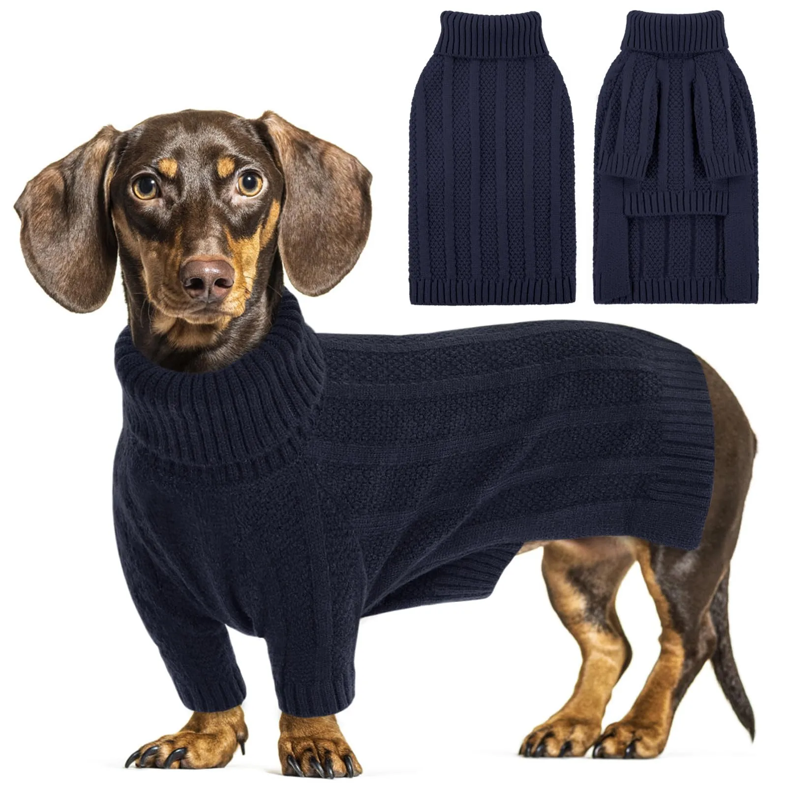 Queenmore Maglioncino per Cani Piccoli, Collo Alto, Blu Marino, S - immagine 1