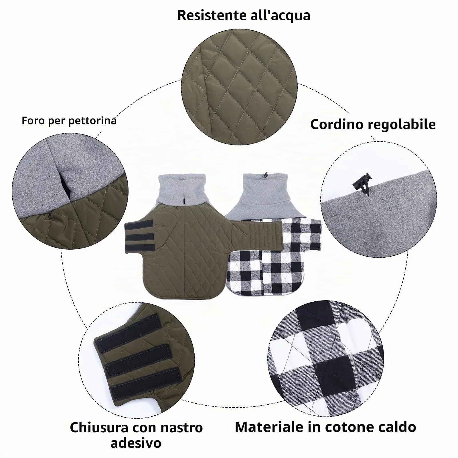 Geyecete Cappotto Invernale Impermeabile e Antivento per Bassotto, Verde, M - immagine 2
