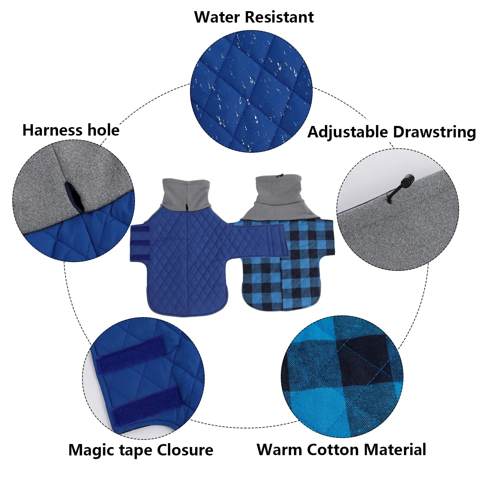 Geyecete Cappotto Invernale Impermeabile e Antivento per Bassotto, Blu, XS - immagine 3