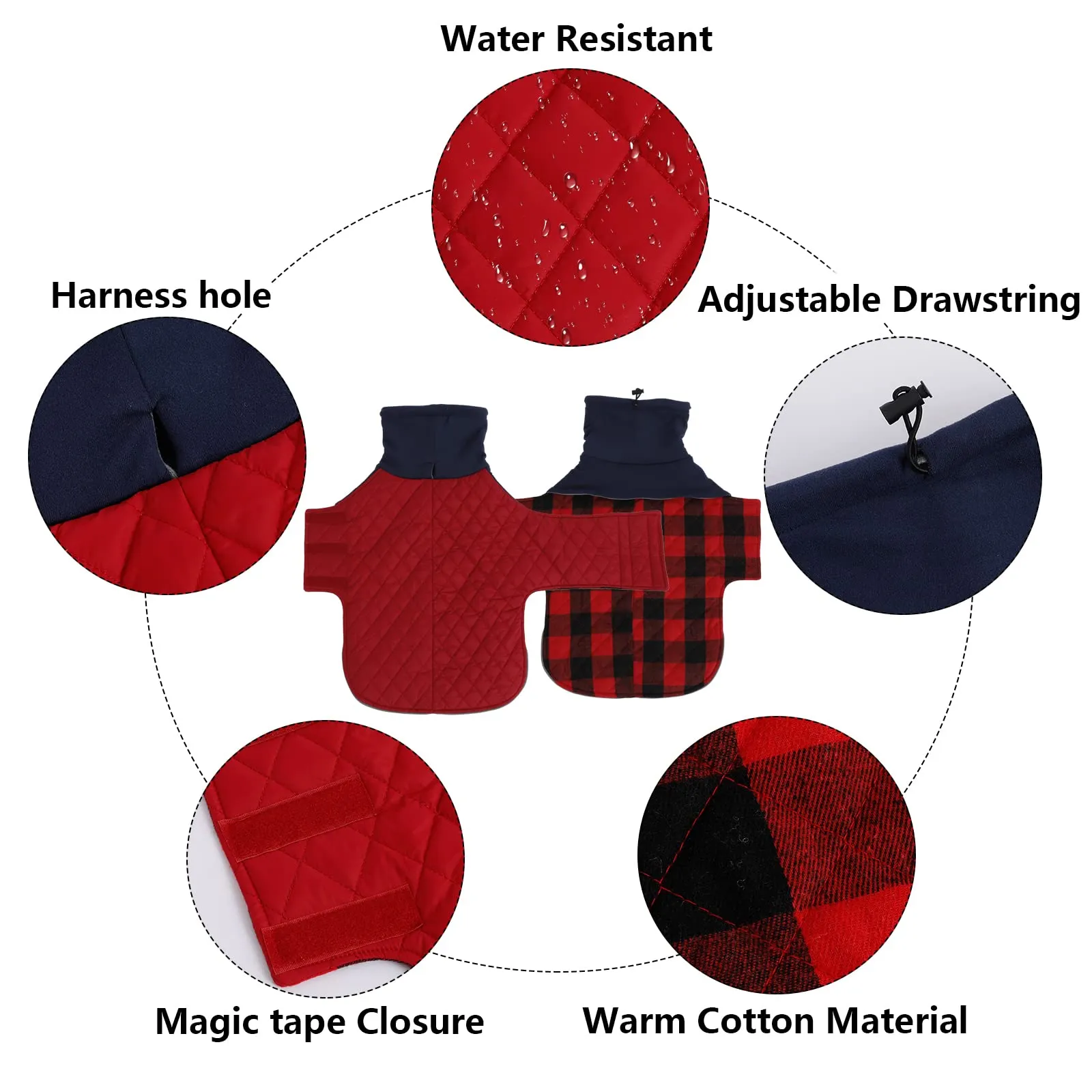 Geyecete Cappotto Invernale Impermeabile e Antivento per Bassotto, Rosso, XS - immagine 2
