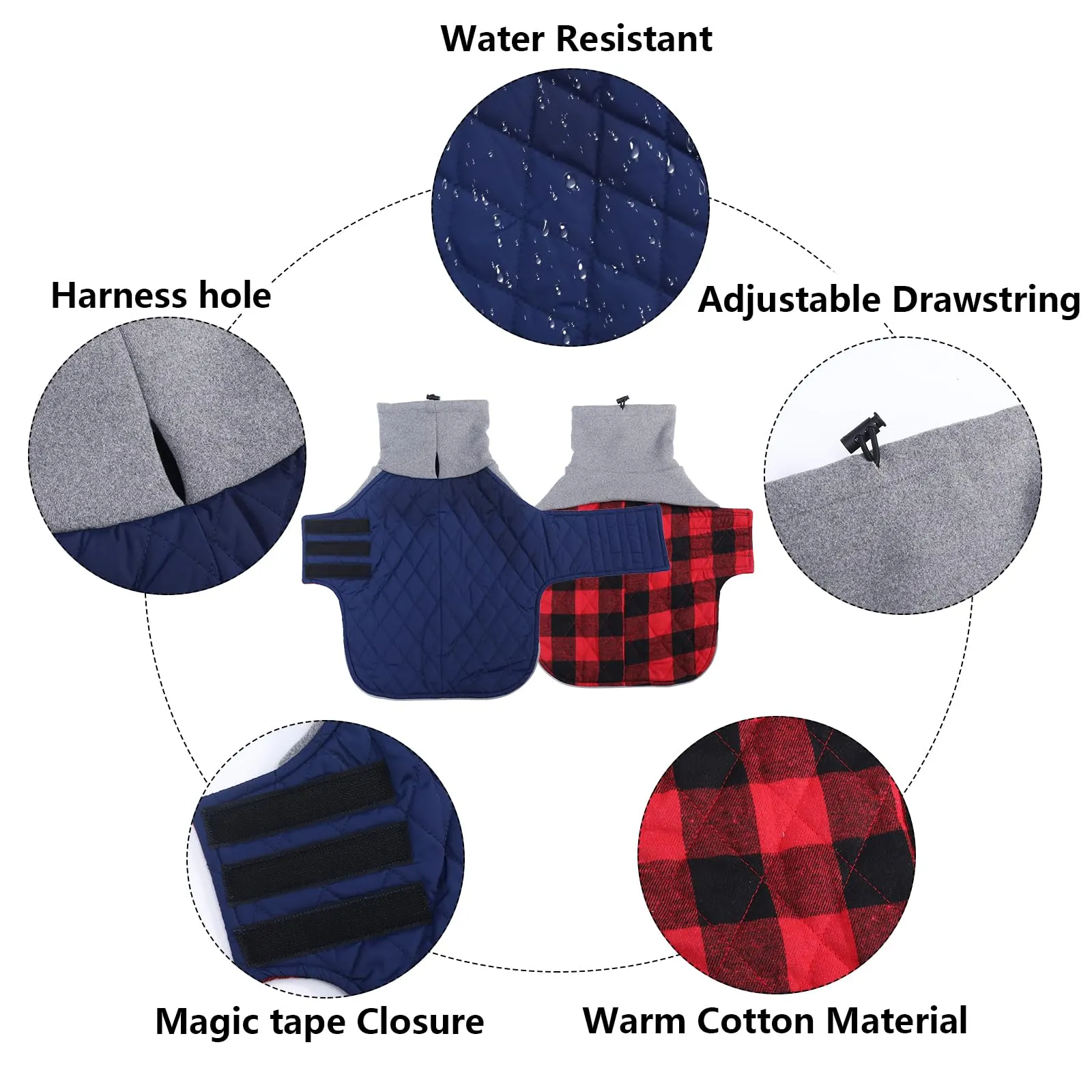 Geyecete Cappotto Invernale Impermeabile e Antivento per Bassotto, Blu scuro, S - immagine 2