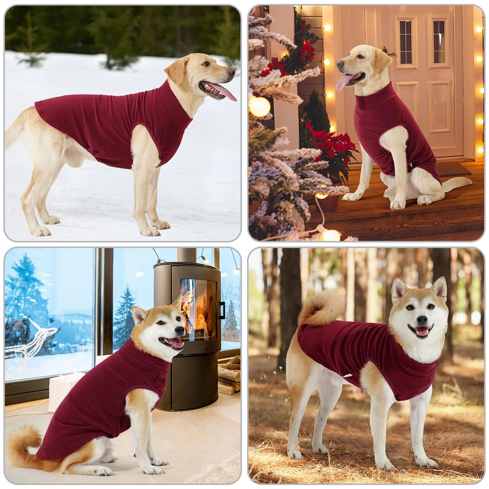 HEYWEAN Maglione in pile per cani, Cappotto invernale elasticizzato, Taglia L, Rosso - immagine 7