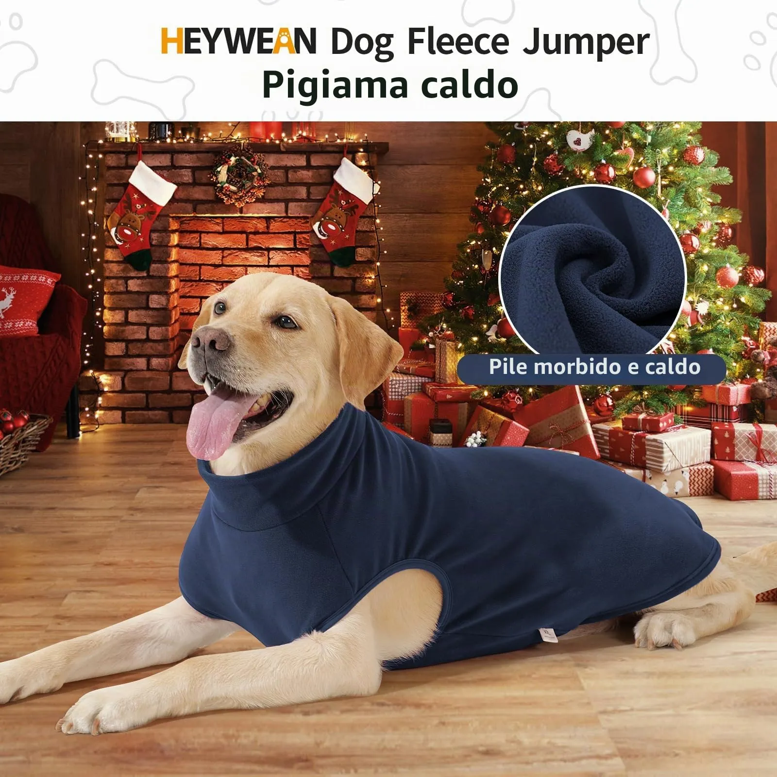 HEYWEAN Maglione in pile per cani, Cappotto invernale elasticizzato, Taglia M, Blu Marina - immagine 4