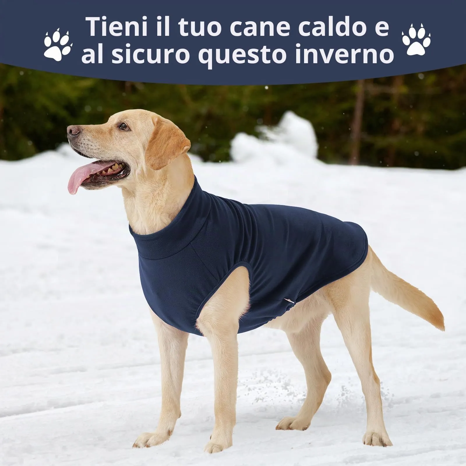 HEYWEAN Maglione in pile per cani, Cappotto invernale elasticizzato, Taglia M, Blu Marina - immagine 5