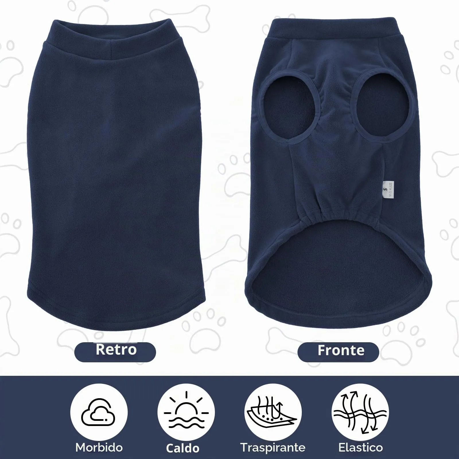HEYWEAN Maglione in pile per cani, Cappotto invernale elasticizzato, Taglia M, Blu Marina - immagine 6