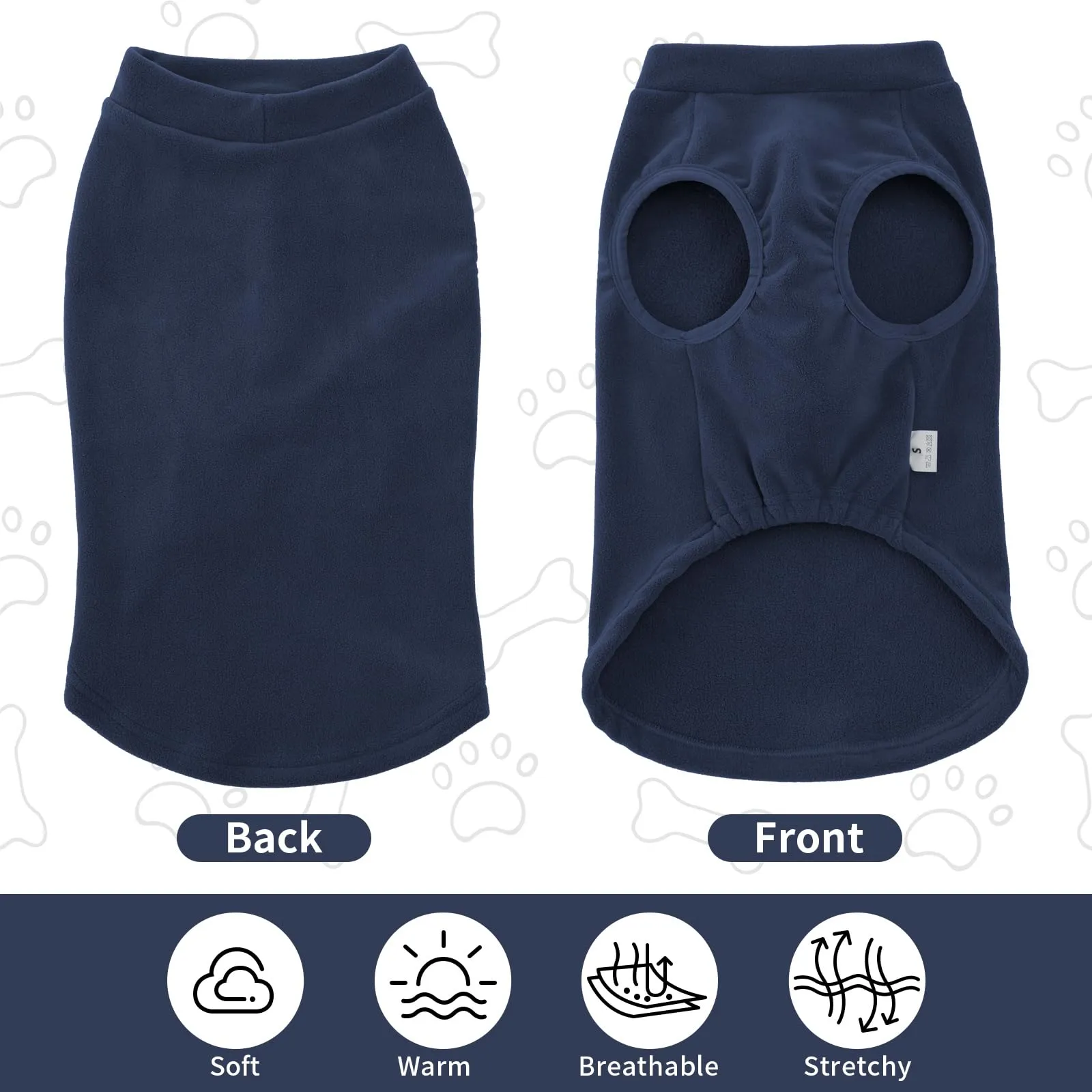 HEYWEAN Maglione in pile per cani, Cappotto invernale elasticizzato, Blu Marina, XXL - immagine 6