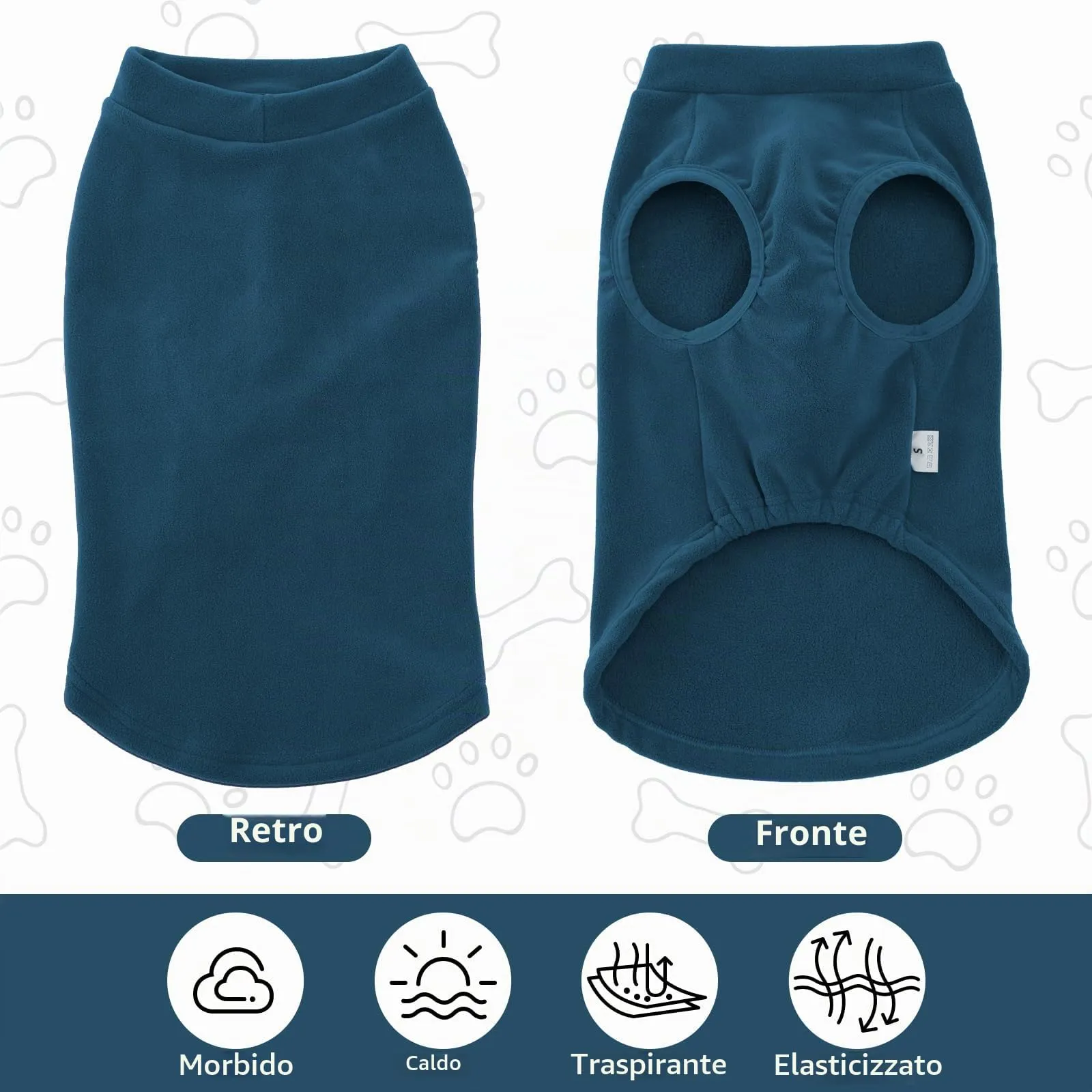 HEYWEAN Maglione in pile per cani, Cappotto invernale elasticizzato, Turchese, Taglia S - immagine 6