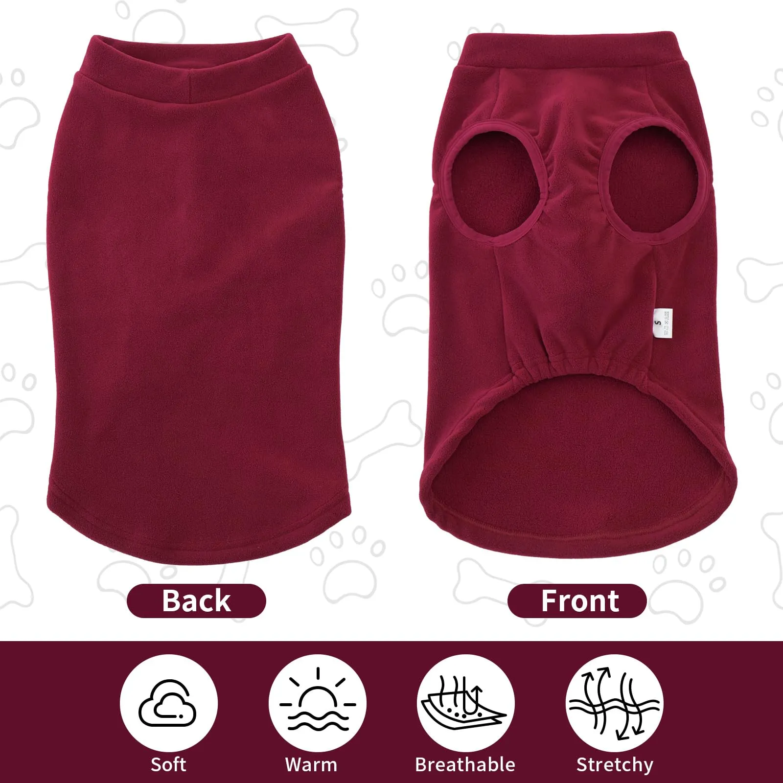 HEYWEAN Maglione in pile per cani, Cappotto invernale elasticizzato, Rosso, XL - immagine 6