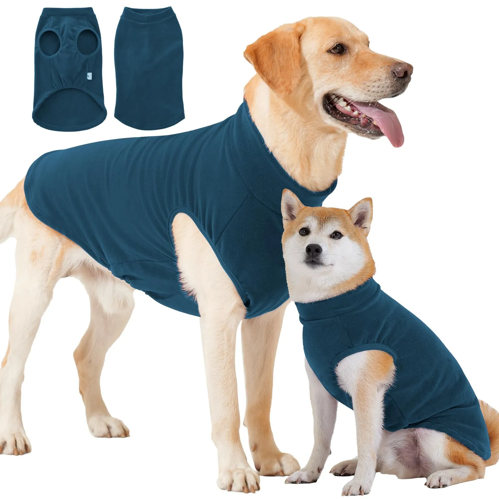 HEYWEAN Maglione in pile per cani, Cappotto invernale elasticizzato, Turchese, XXL - immagine 1