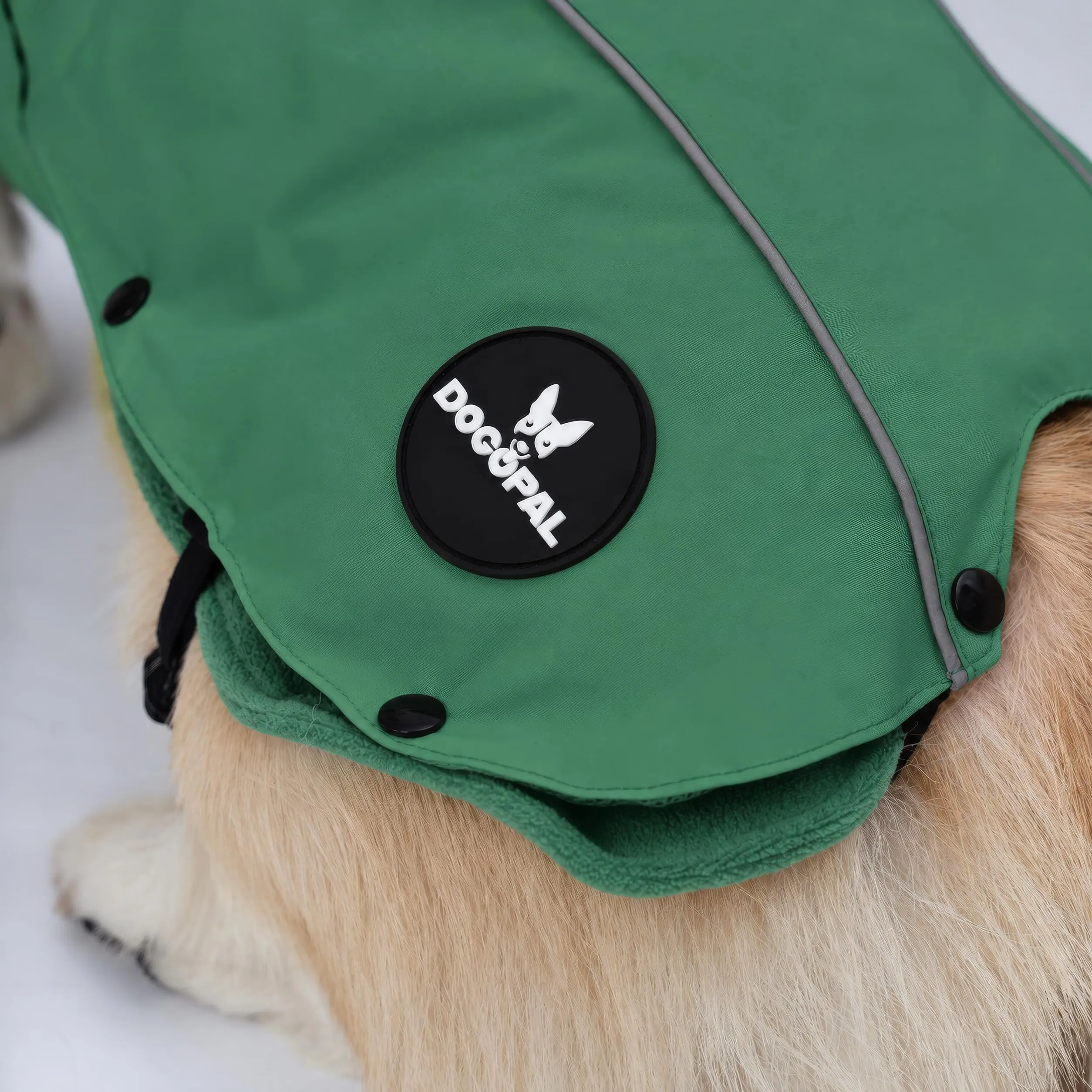DOGOPAL Cappotto impermeabile per cani 2 in 1 con pile rimovibile, verde, L - immagine 9